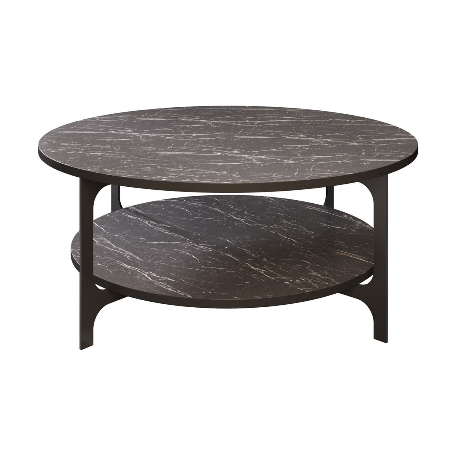 Măsuță de cafea rotundă neagră, cu design modern, ideală pentru living – primabucata