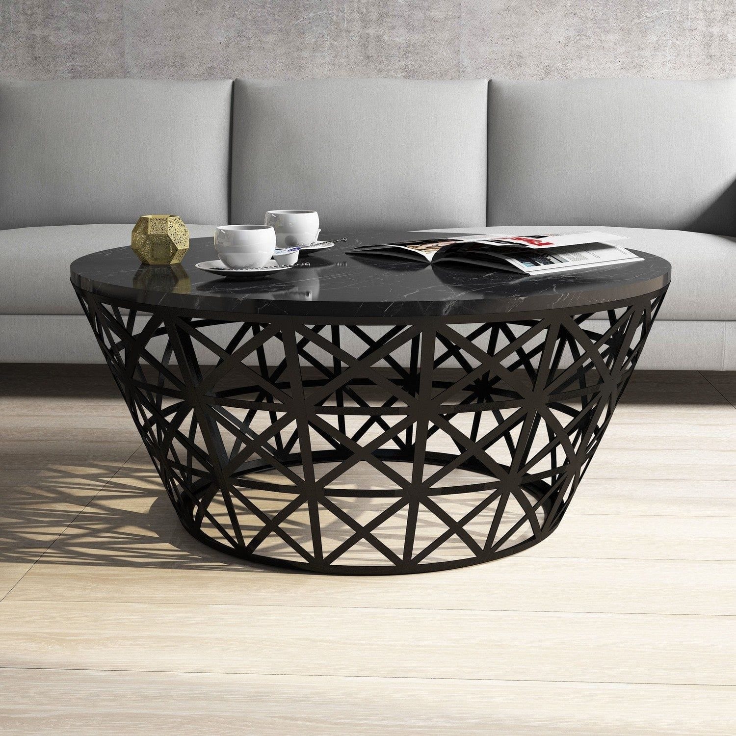 Masuta cafea AMSTERDAM OCN-31775, negru/marmura