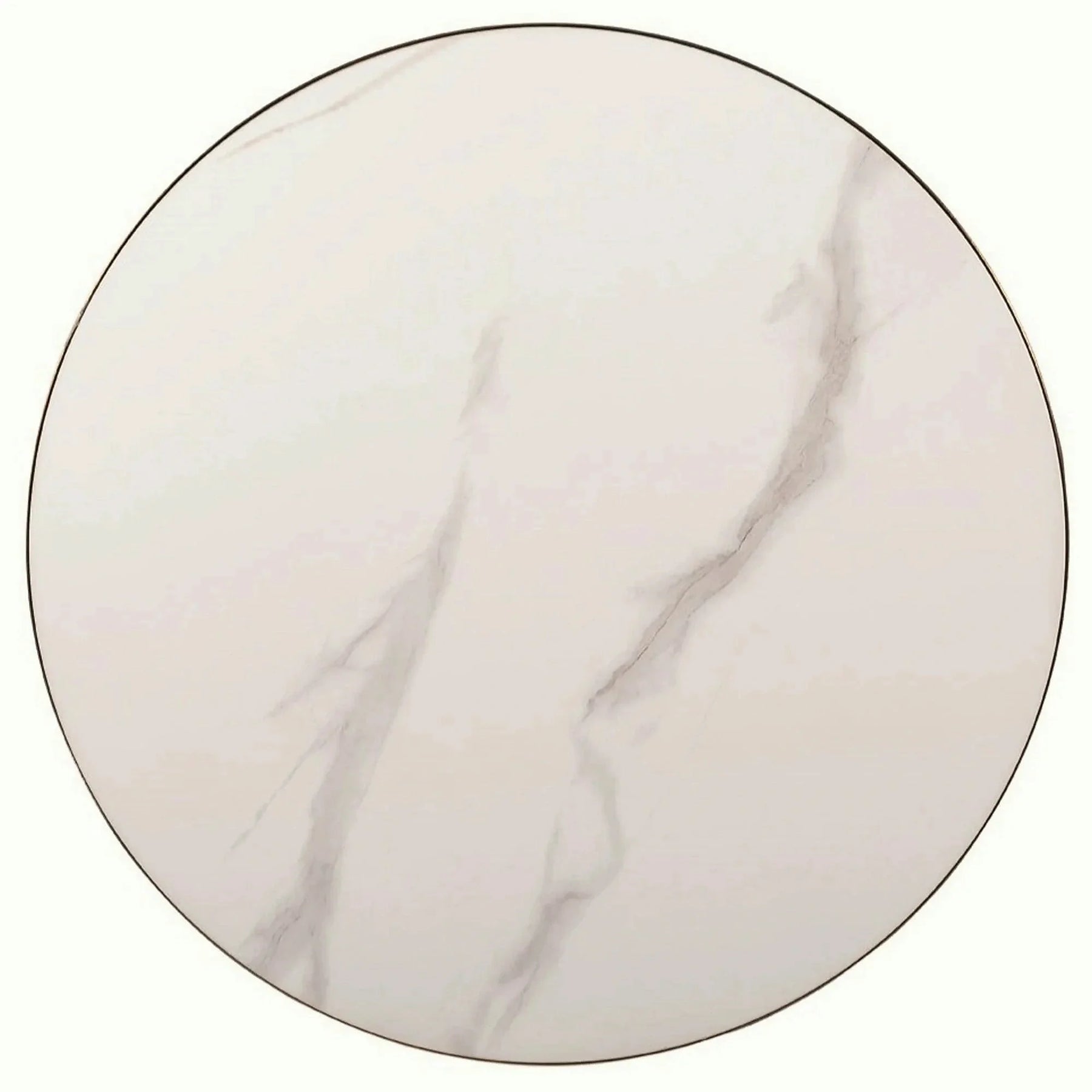Masuta cafea ARIES, ceramica/metal, alb lucios cu efect de marmura/auriu, 50×50×53 cm