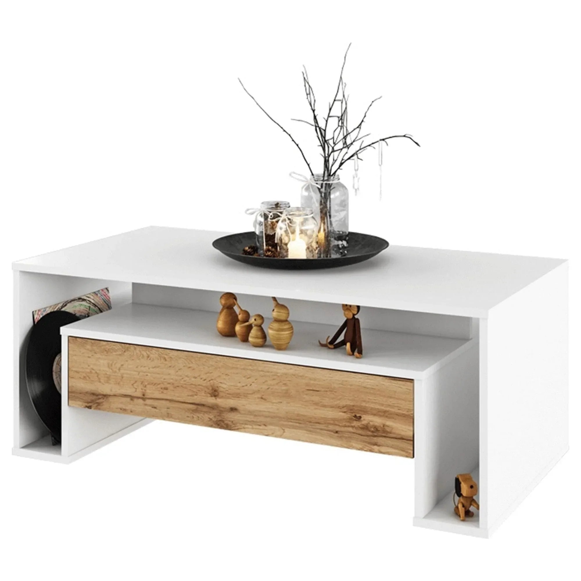 Masuta cafea ATHENA OCN-27931, albastru/stejar wotan