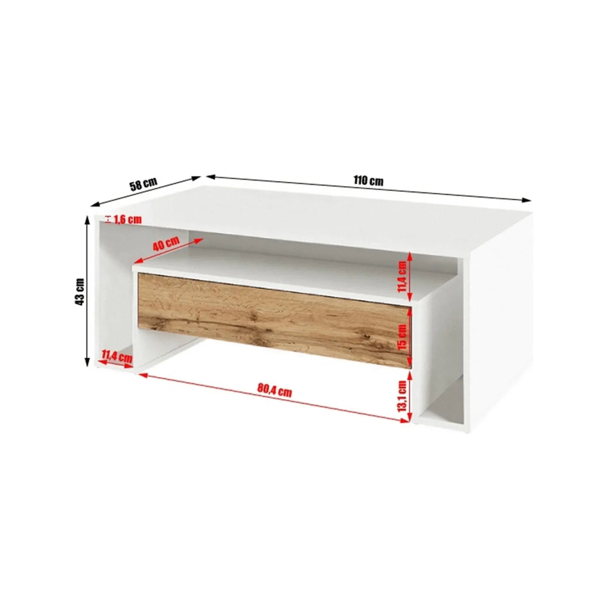 Masuta cafea ATHENA OCN-27931, albastru/stejar wotan