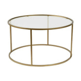 Masuta cafea AURUM, auriu, sticla/metal, 80x80x43 cm