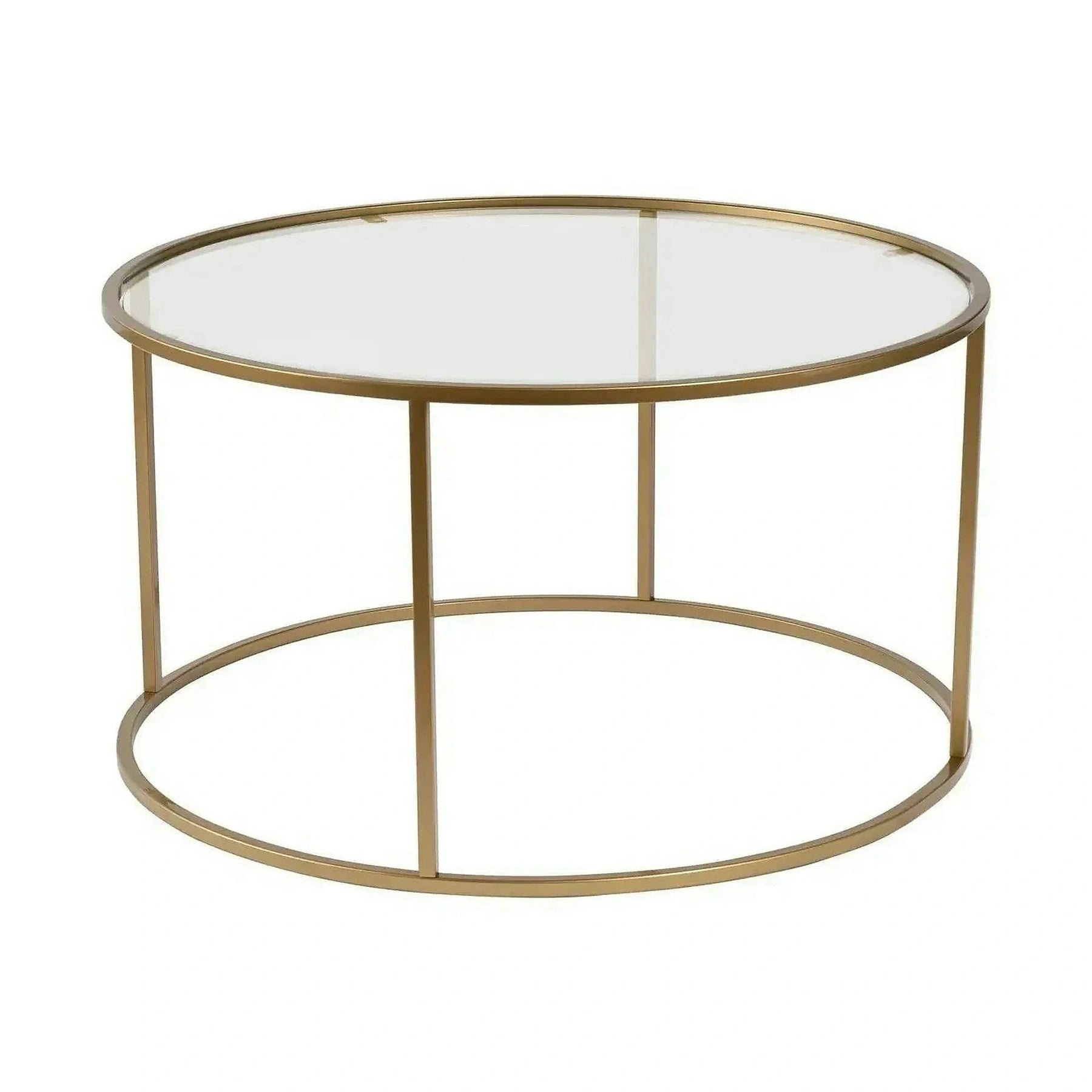 Masuta cafea AURUM, auriu, sticla/metal, 80x80x43 cm