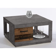 Masuta cafea Fulda, gri ciment/lemn antichizat, PAL, 80x80x46 cm