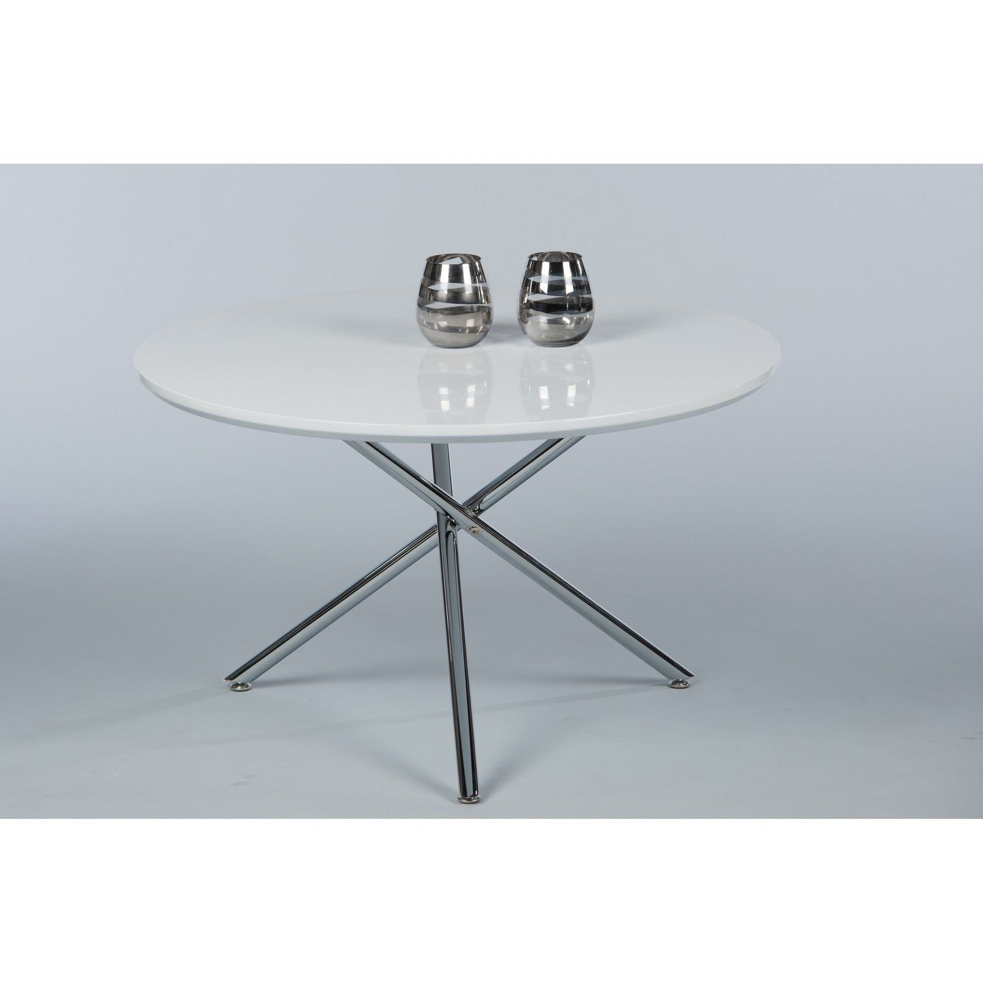 Masuta cafea CIRCLE, alb/crom, 80x80x48 cm