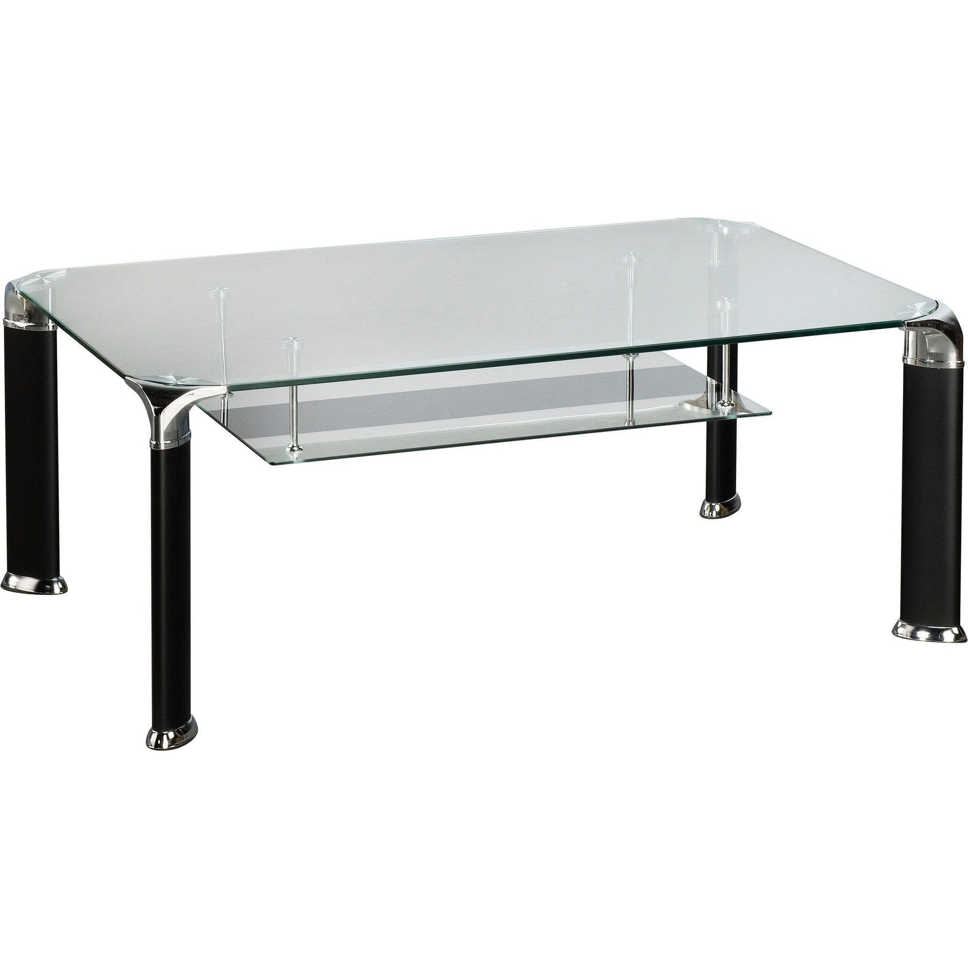 Masuta cafea ALBERTO, transparent/negru, sticla securizata/metal, 110X70X42 CM