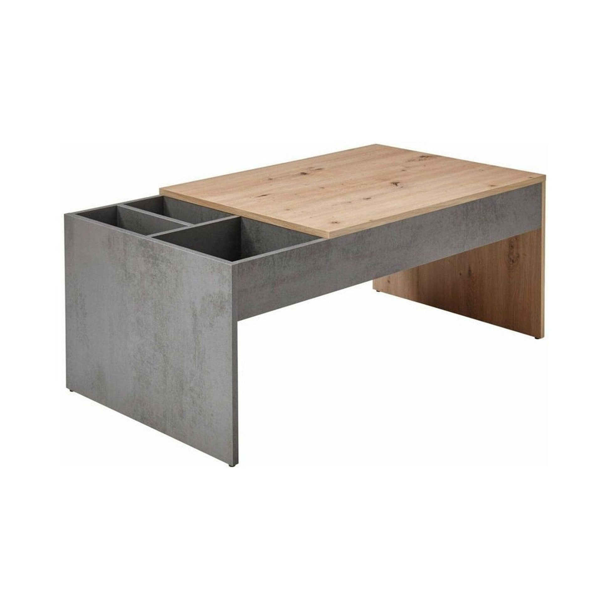 Masuta cafea LEVI, stejar artisan/gri beton, PAL, 110x60x45 cm