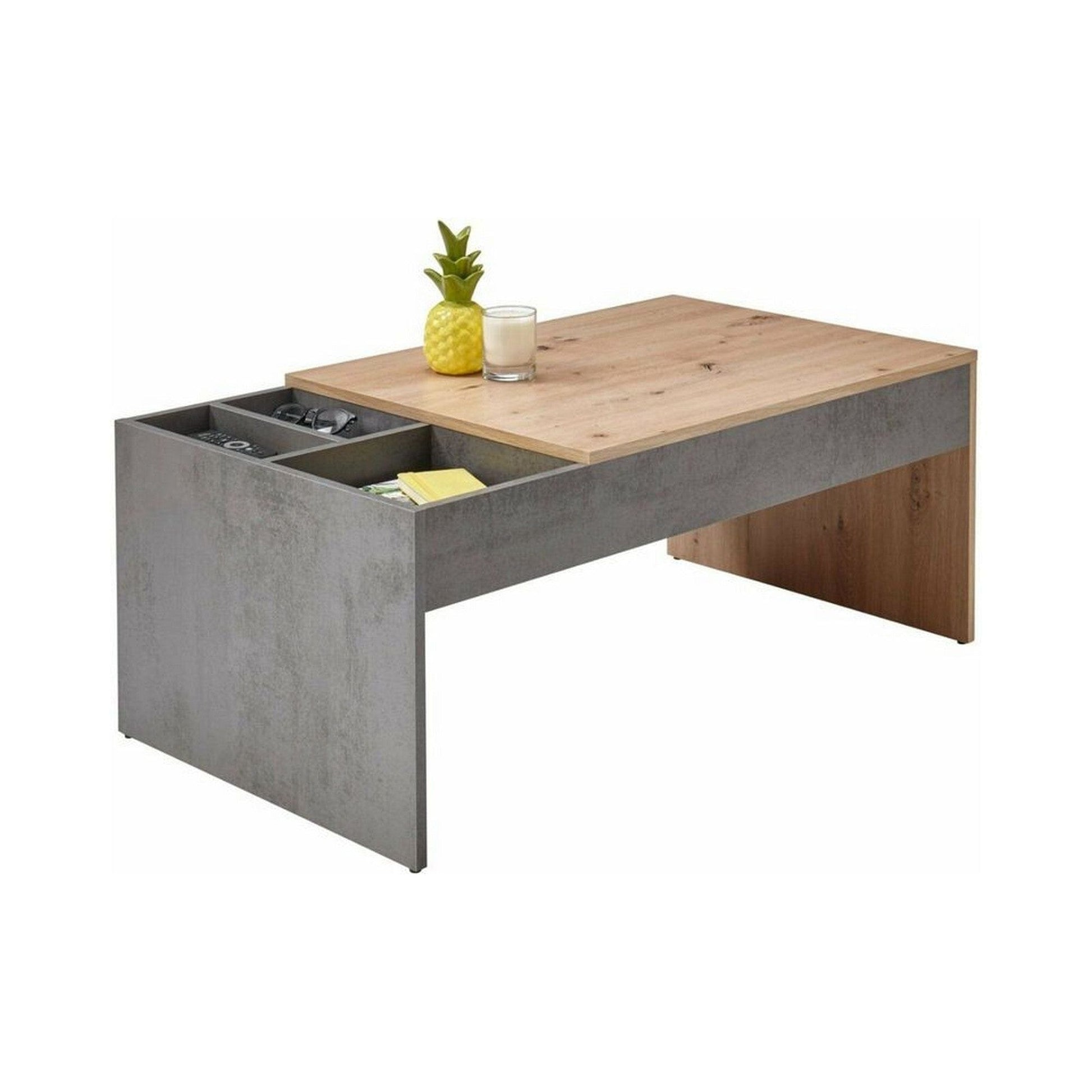 Masuta cafea LEVI, stejar artisan/gri beton, PAL, 110x60x45 cm