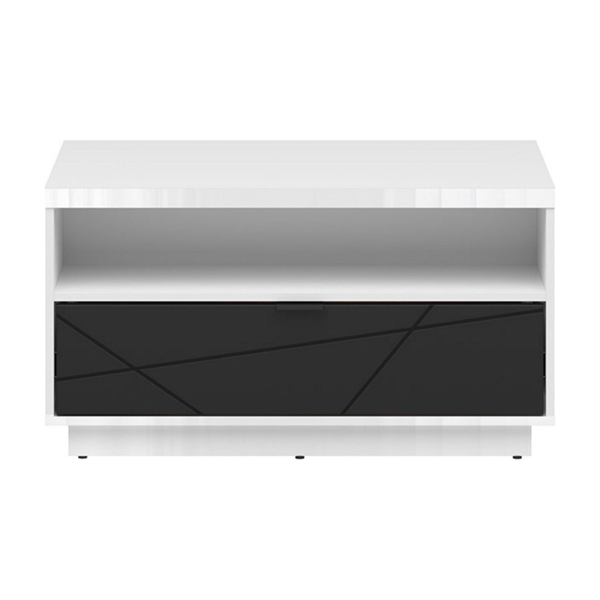 Masuta cafea BERGEN OCN-29083, alb lucios/negru mat