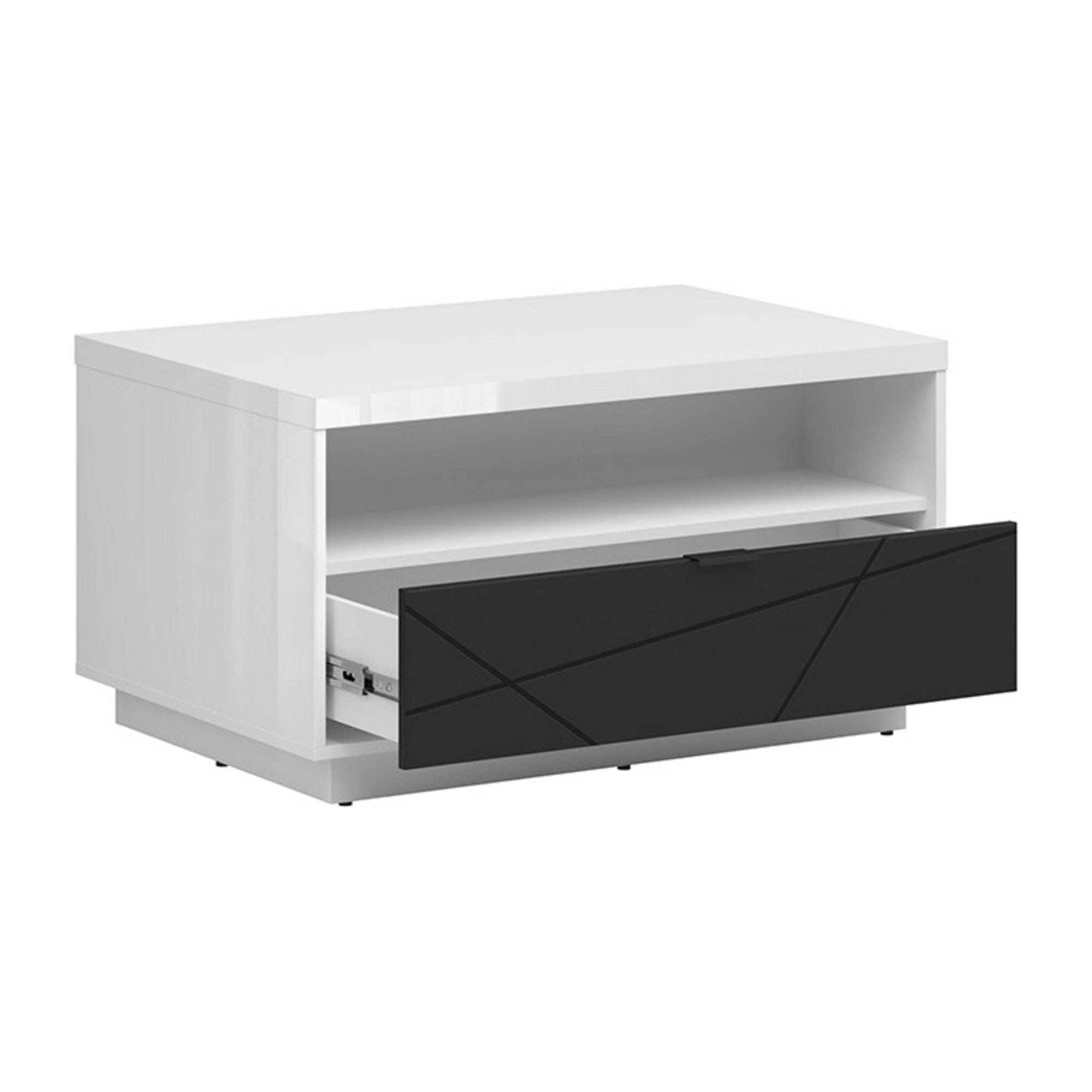 Masuta cafea BERGEN OCN-29083, alb lucios/negru mat