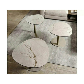 Măsuță cafea CIAO C, sticlă securizata/ceramica/metal, bej mat/casmir, 50×50×54 cm