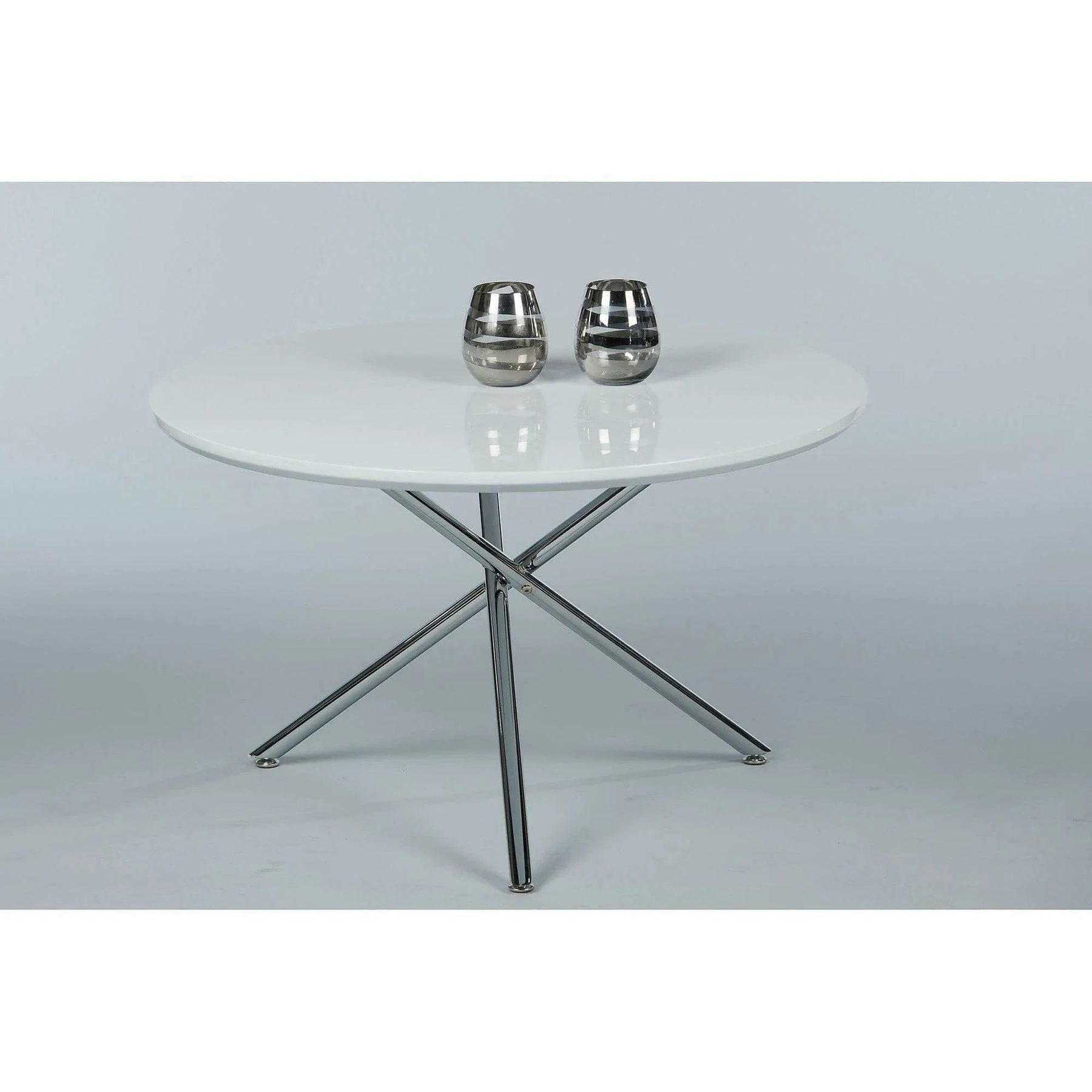 Masuta cafea CIRCLE, MDF/metal, alb/crom, 80×80×48 cm