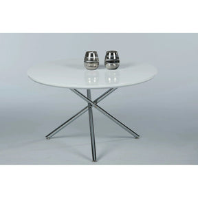 Masuta cafea CIRCLE, MDF/metal, alb/crom, 80×80×48 cm