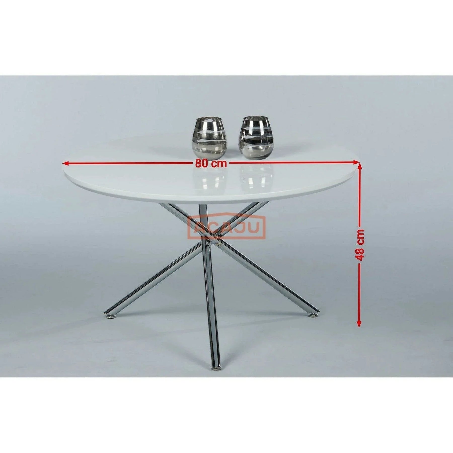 Masuta cafea CIRCLE, MDF/metal, alb/crom, 80×80×48 cm