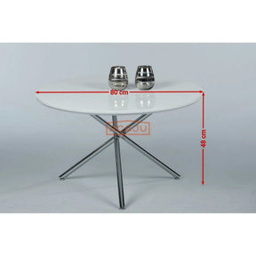 Masuta cafea CIRCLE, MDF/metal, alb/crom, 80×80×48 cm