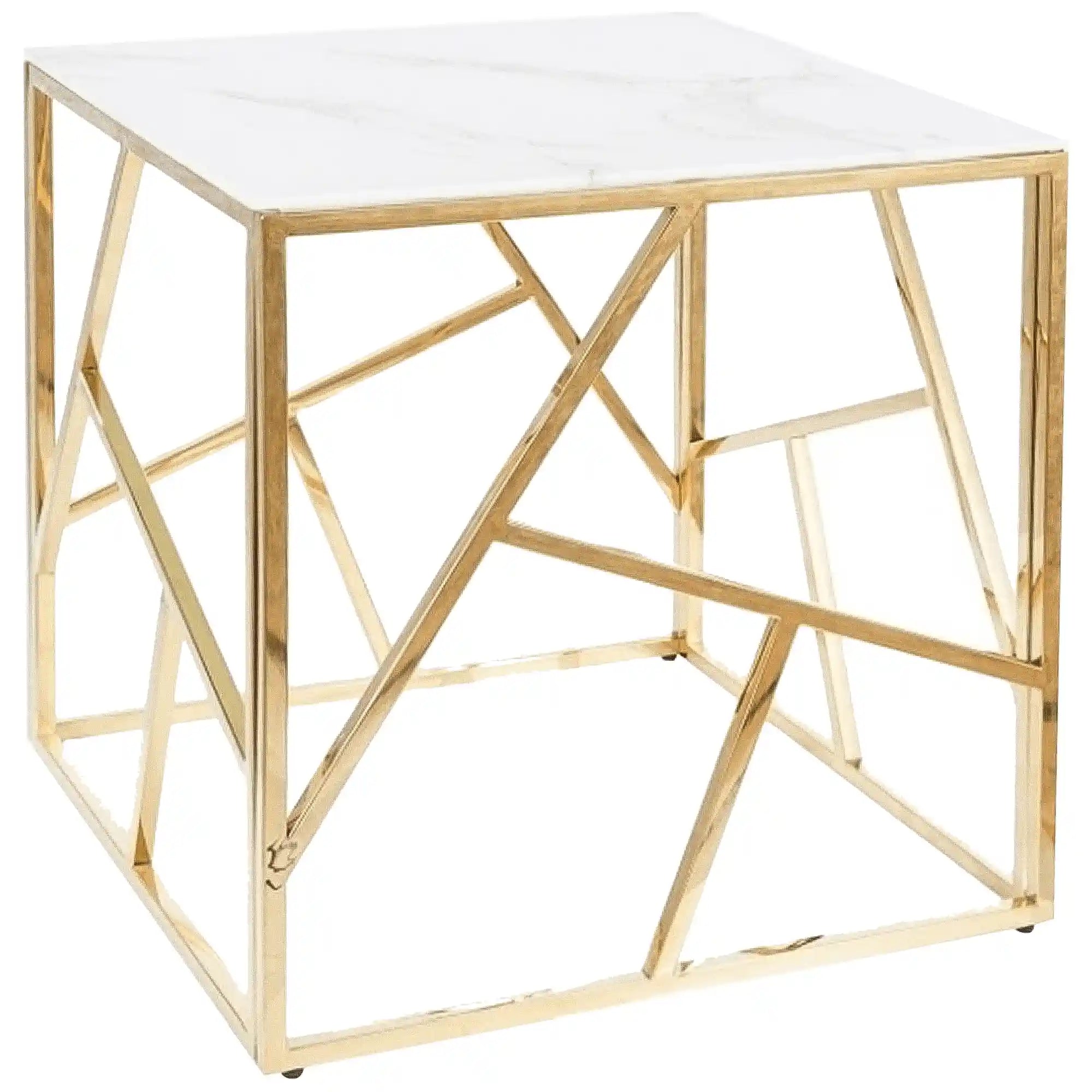 Masuta cafea DETROIT OCN-39276, alb/auriu