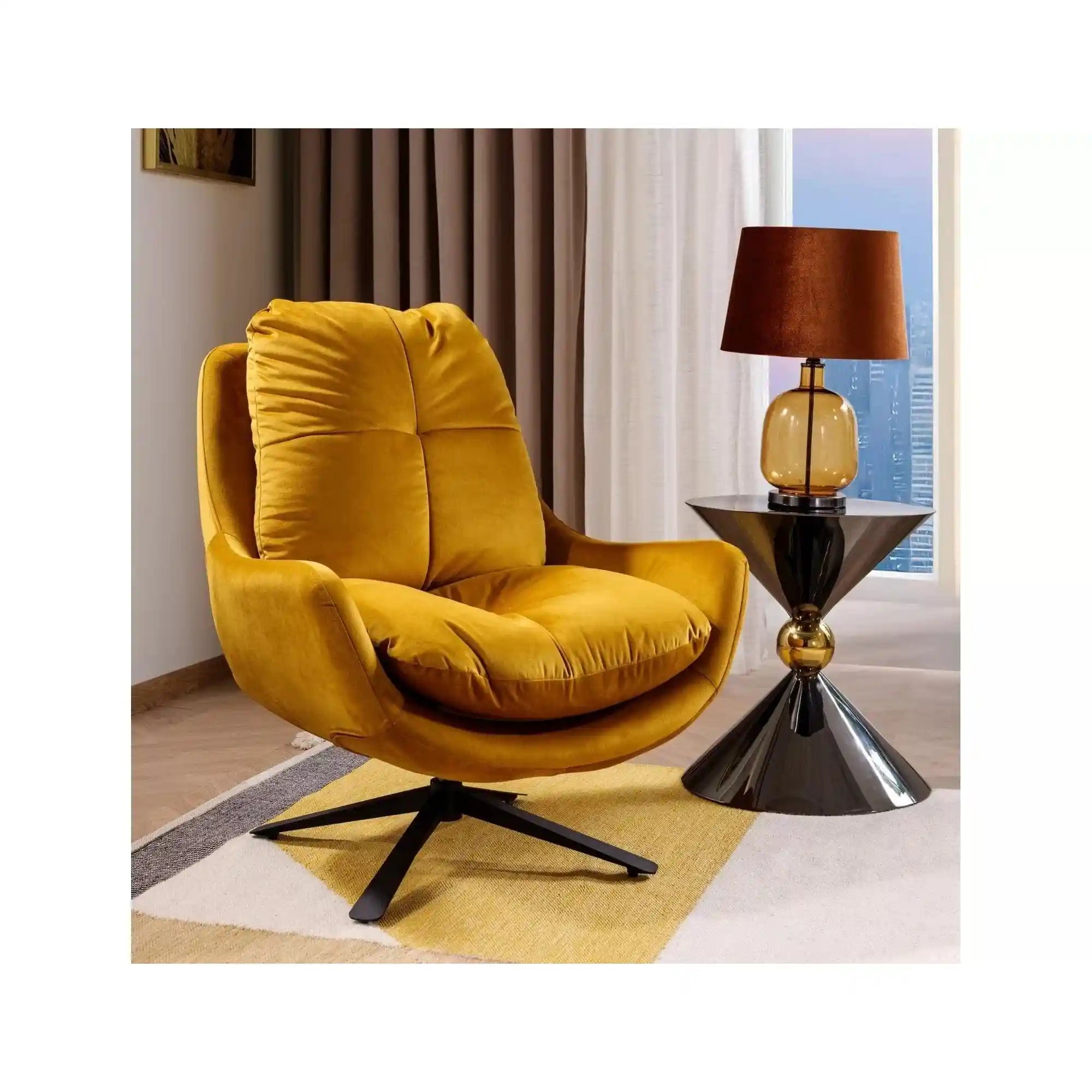 Masuta cafea DETROIT OCN-39290, negru/auriu