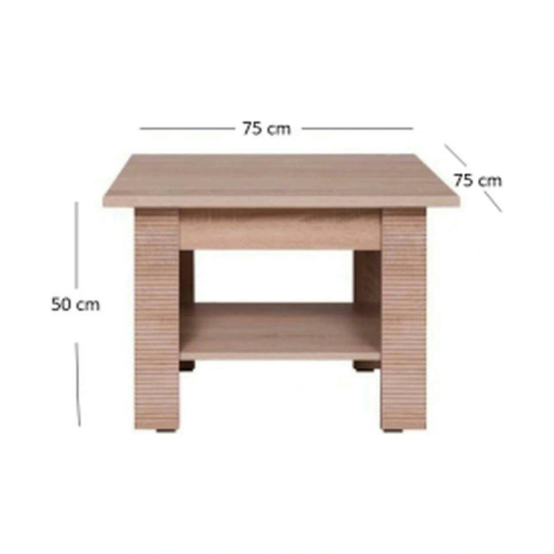 Masuta cafea GRESS, PAL laminat/margini PVC, stejar sonoma, 75×75×50 cm