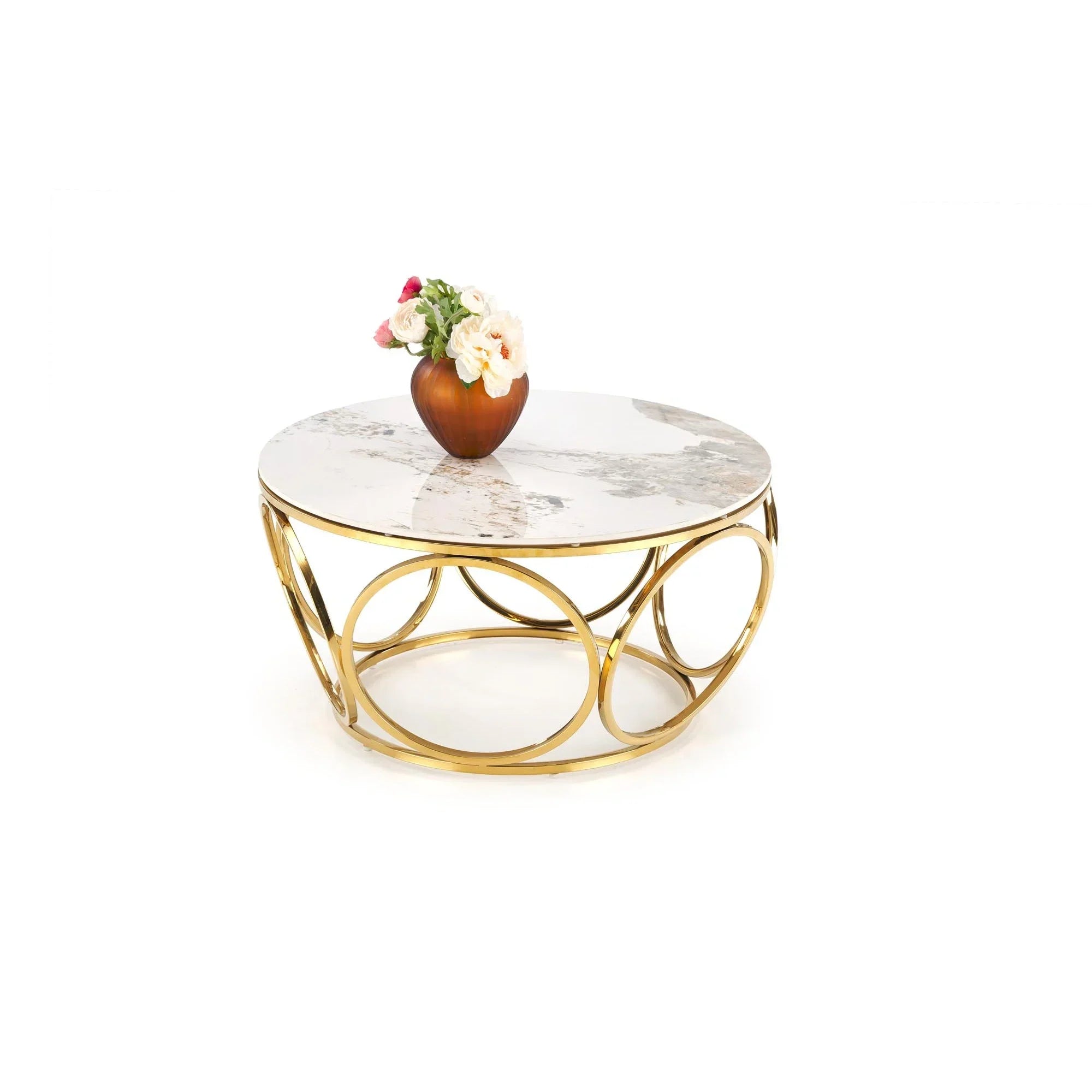 Masuta cafea HOUSTON OCN-37031, alb/auriu