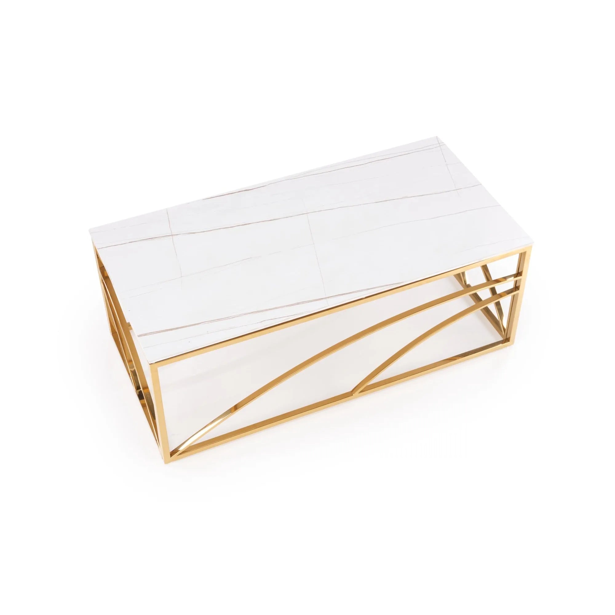 Masuta cafea HOUSTON OCN-37033, alb/auriu