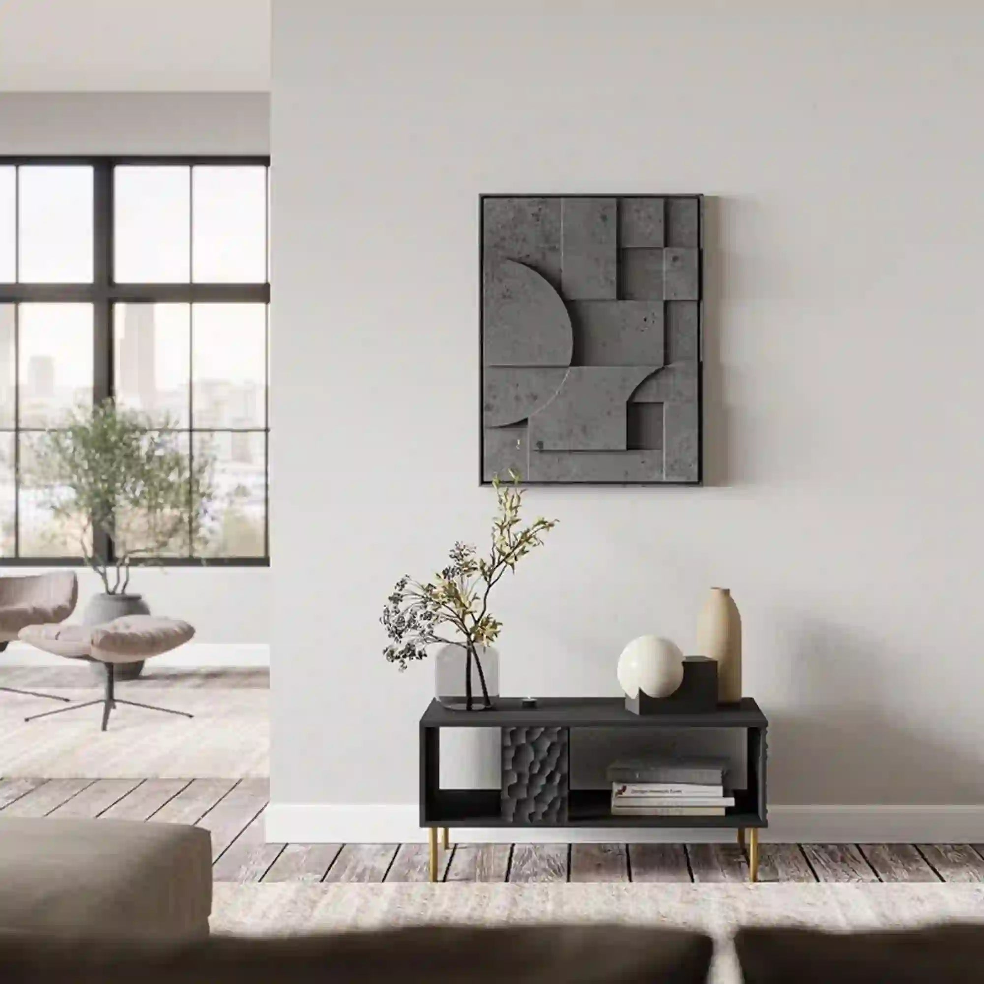 Masuta cafea HOUSTON OCN-37064, negru/auriu