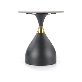 Măsuță de cafea neagră cu detalii aurii, ideală pentru un living modern – primabucata