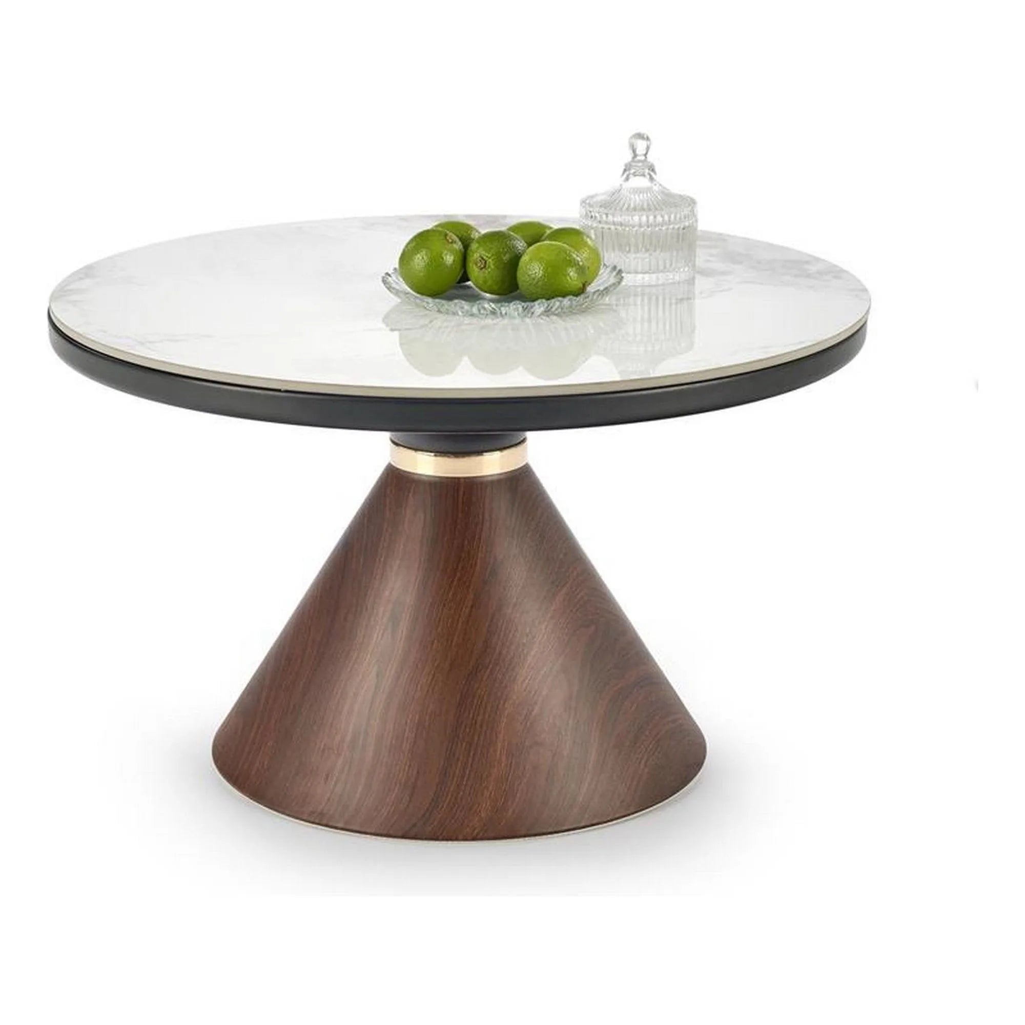 Masuta cafea HOUSTON OCN-37078, alb/nuc/auriu