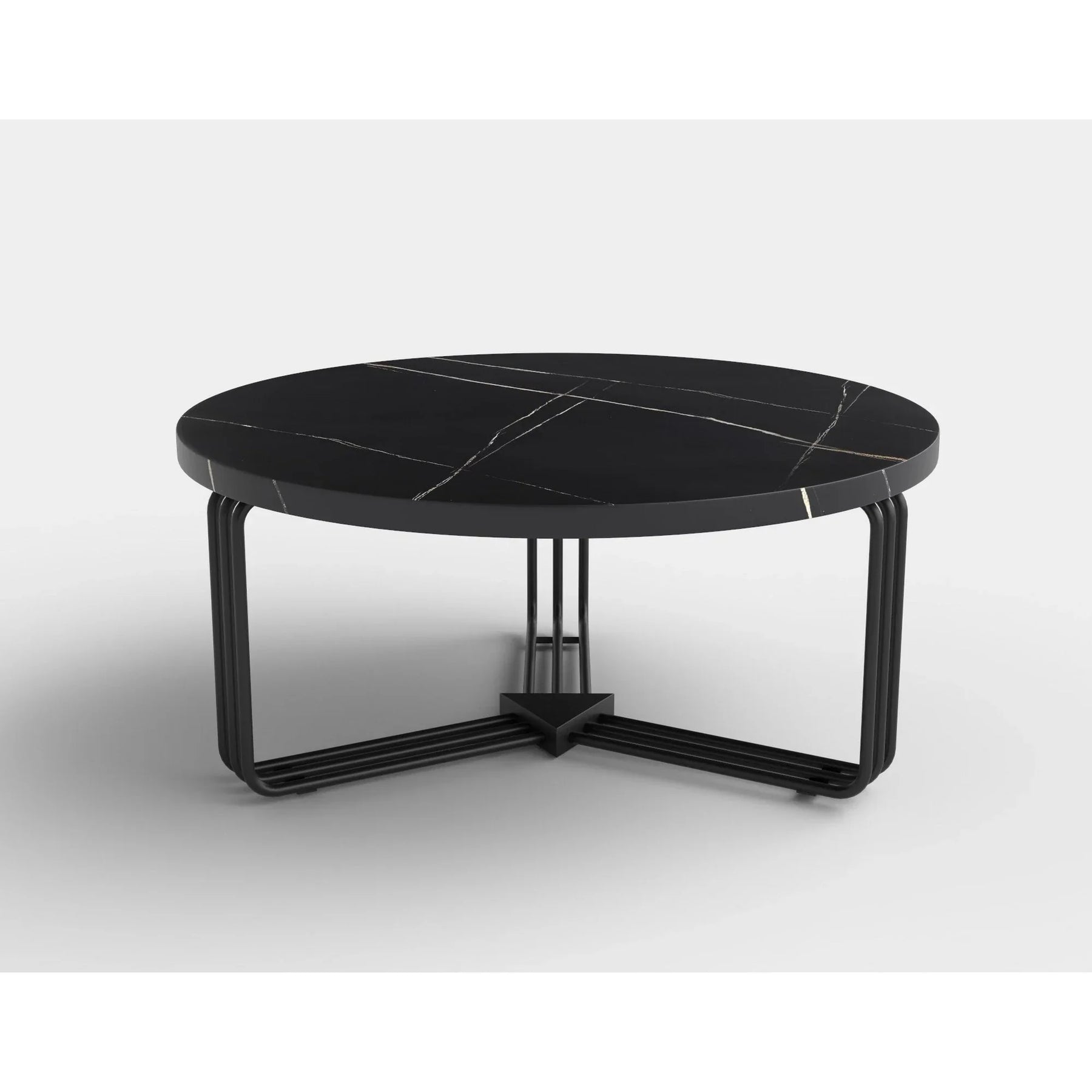 Măsuță de cafea rotundă neagră, cu design modern, ideală pentru living – primabucata
