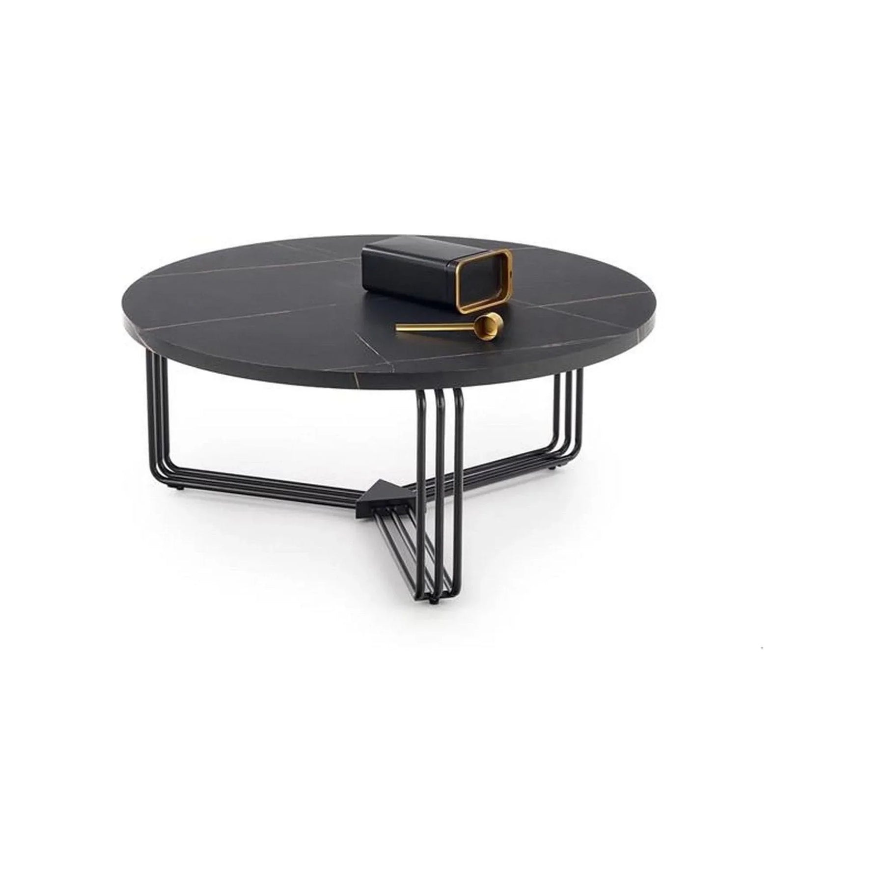 Masă de cafea rotundă neagră, cu design modern, ideală pentru living – primabucata