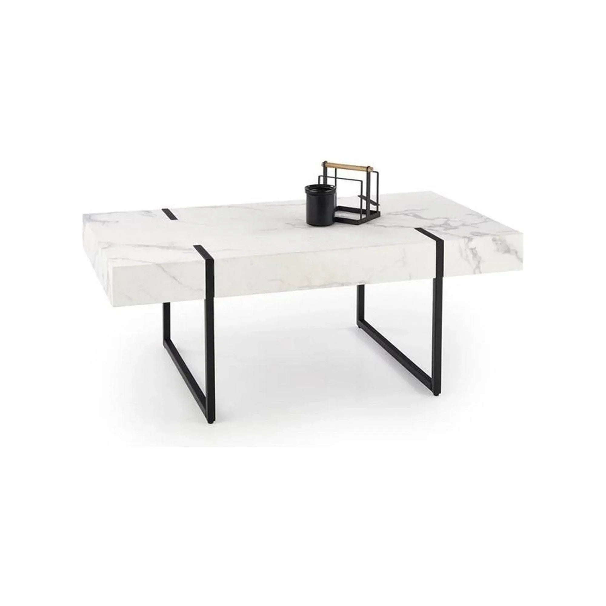 Masuta cafea HOUSTON OCN-37093, alb/negru