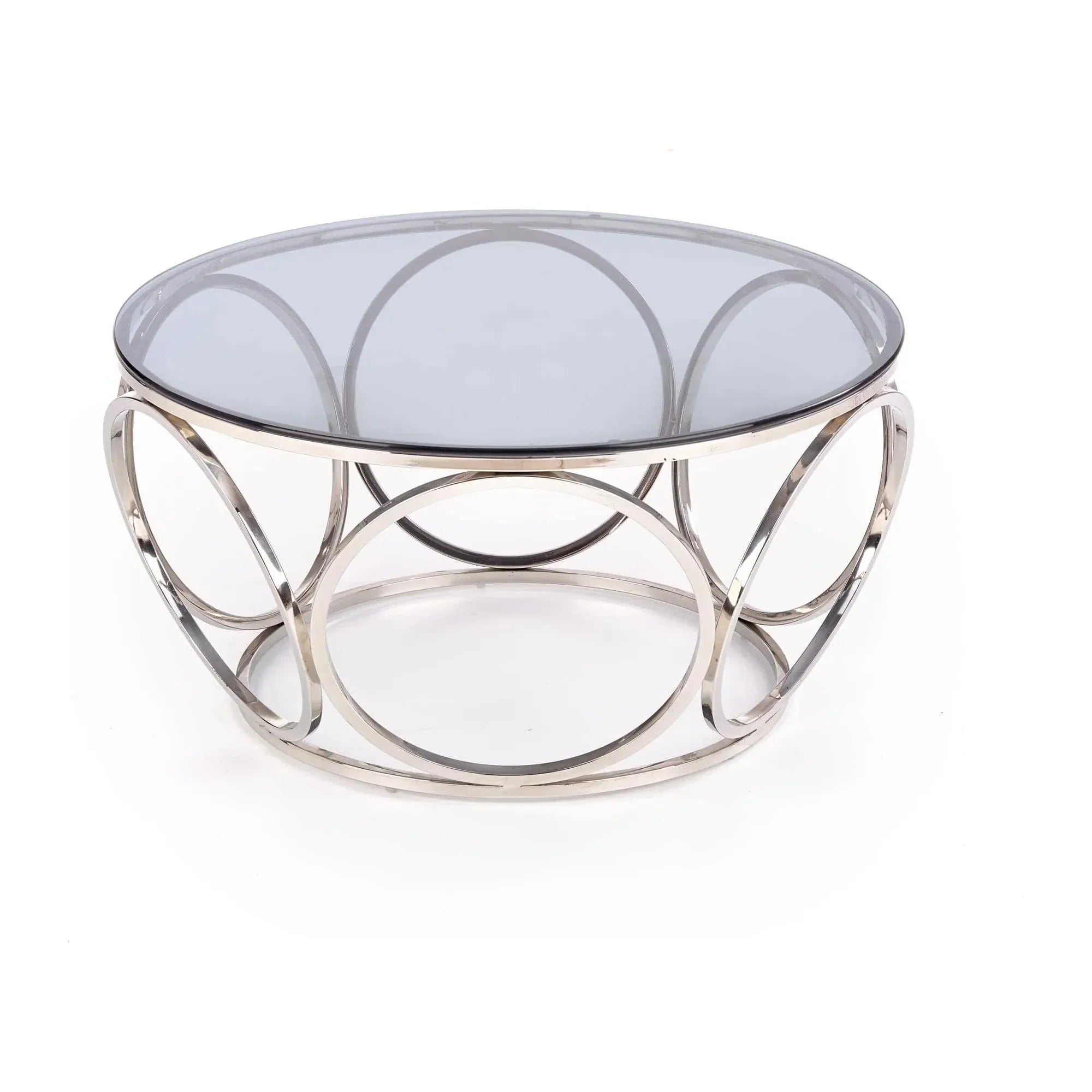 Masuta cafea HOUSTON OCN-37108, argintiu/transparent