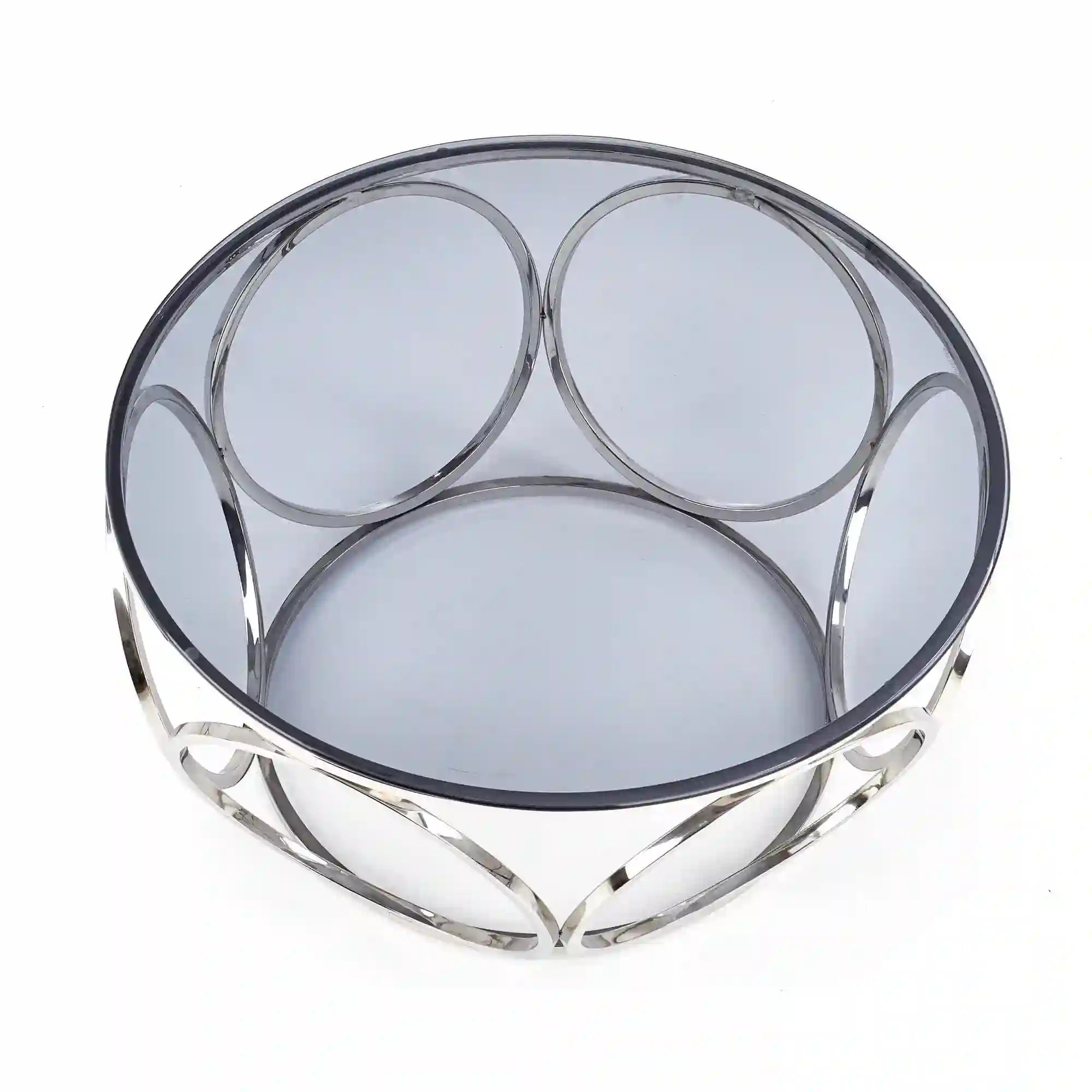 Masuta cafea HOUSTON OCN-37108, argintiu/transparent