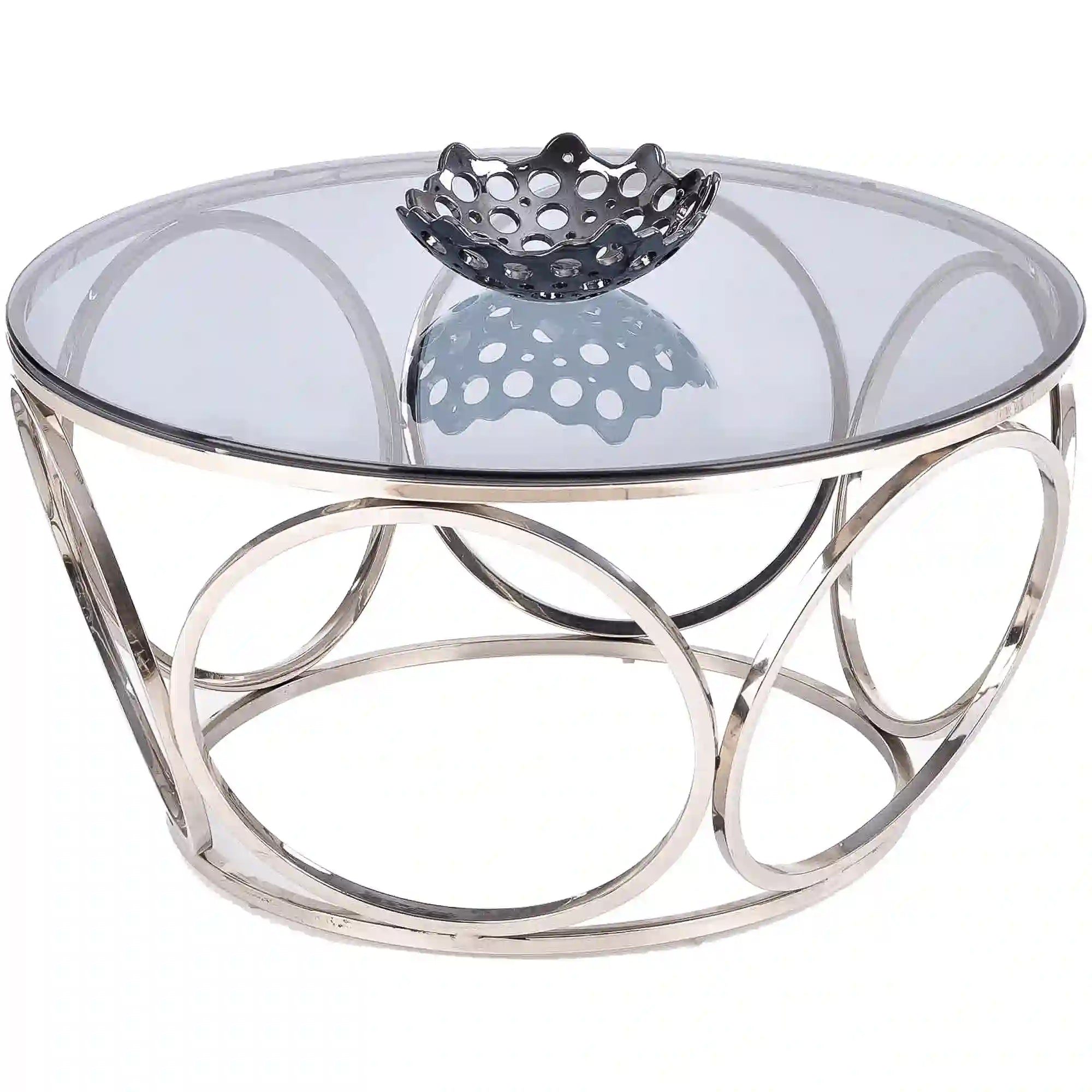 Masuta cafea HOUSTON OCN-37108, argintiu/transparent