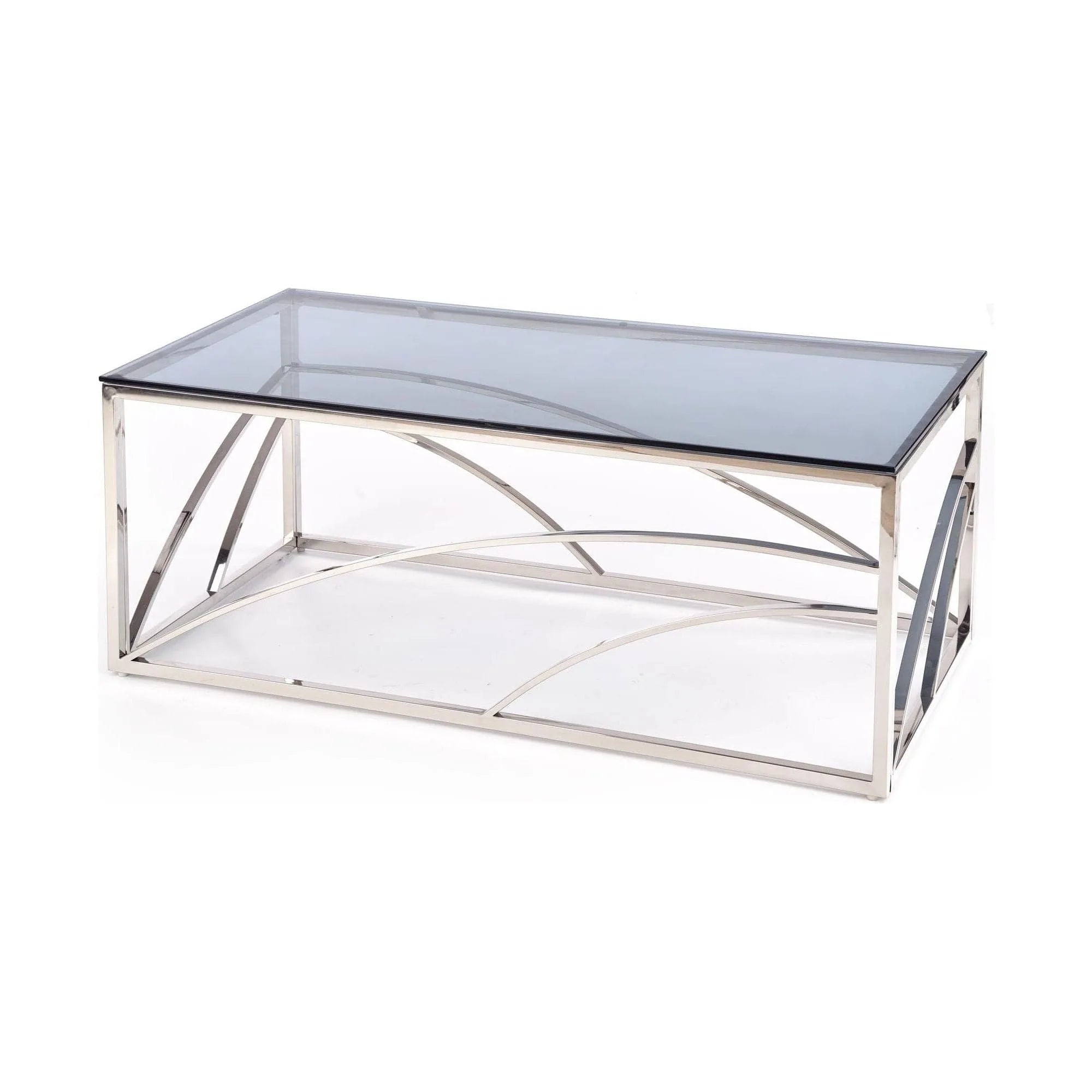 Masuta cafea HOUSTON OCN-37110, transparent/argintiu