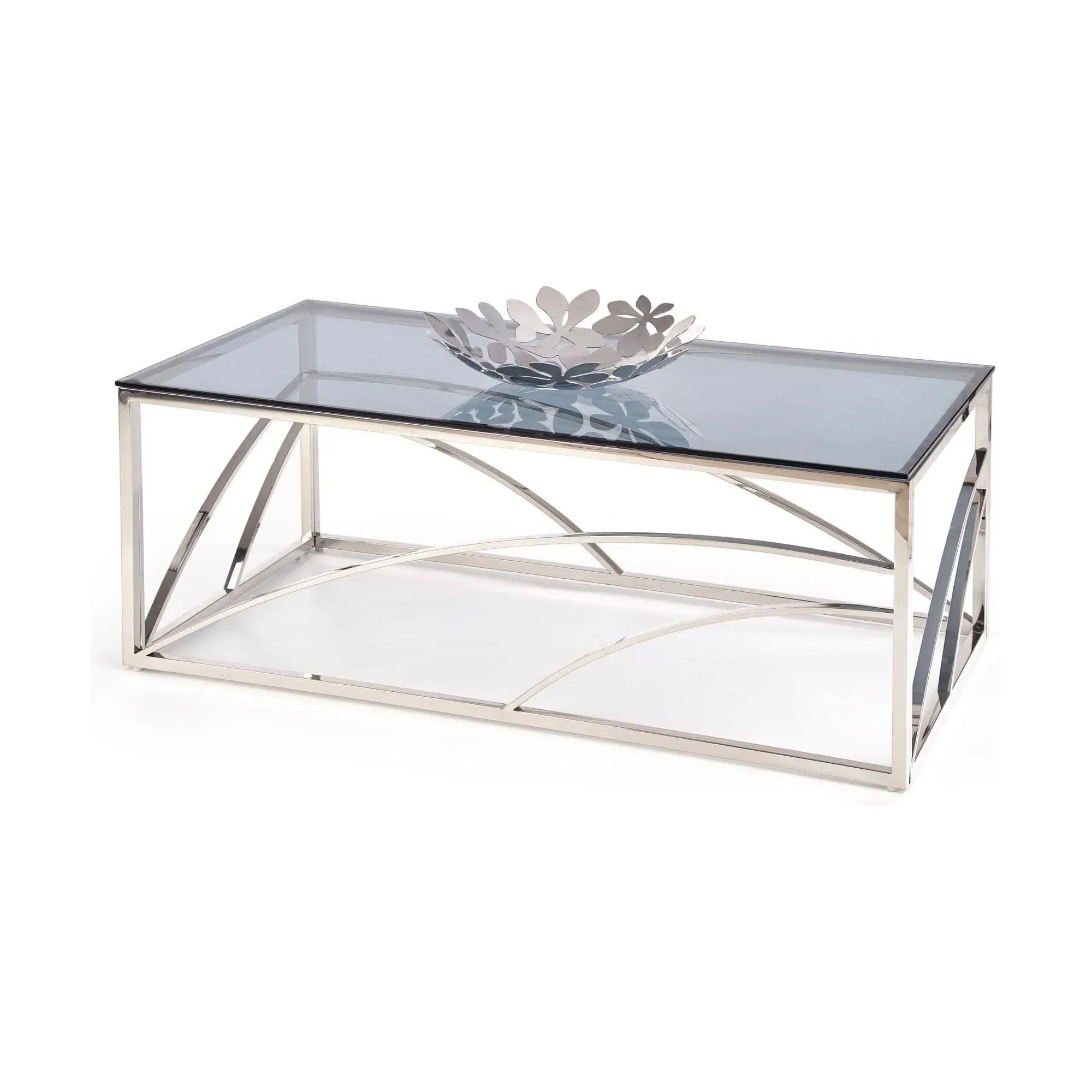 Masuta cafea HOUSTON OCN-37110, transparent/argintiu