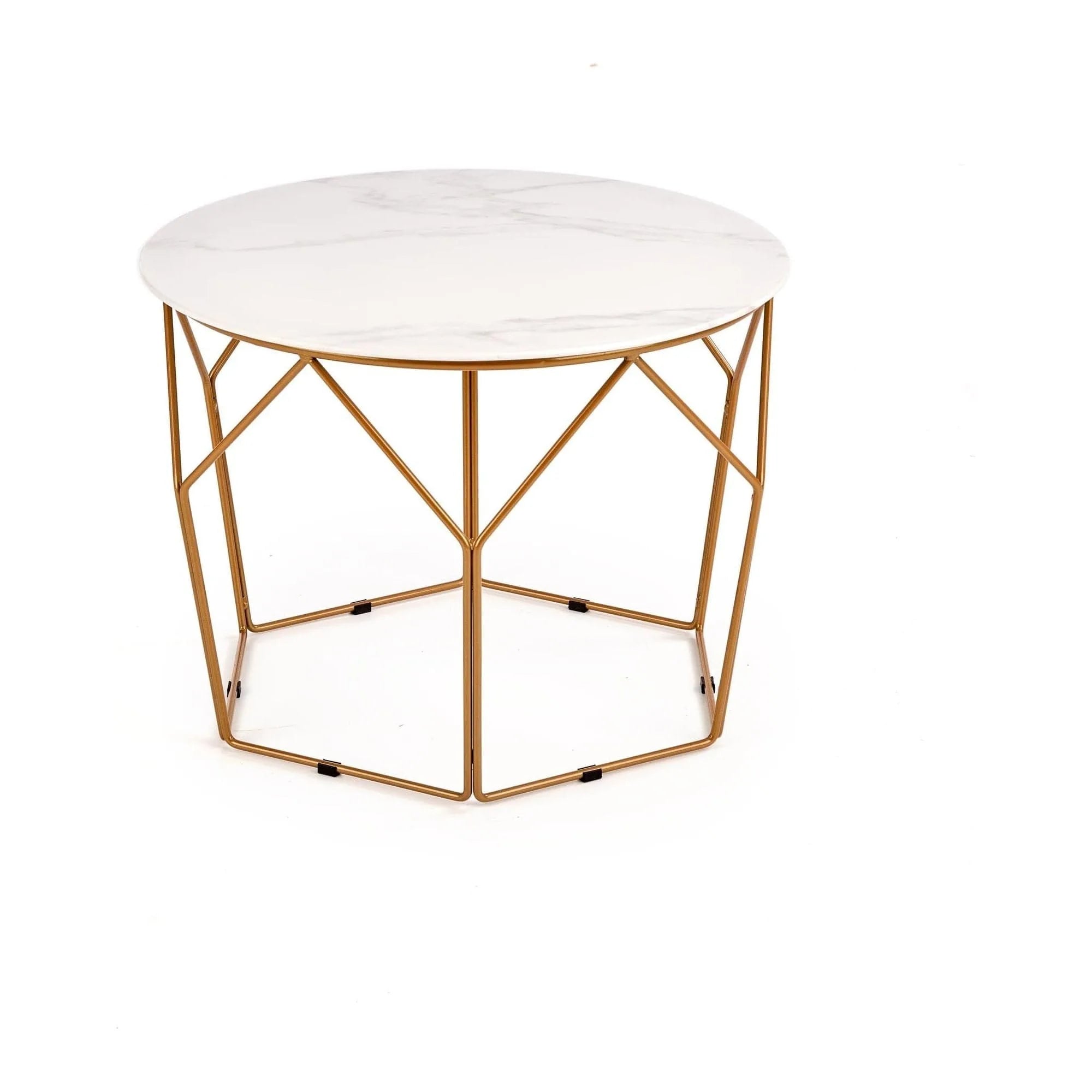 Masuta cafea HOUSTON OCN-37113, alb/auriu