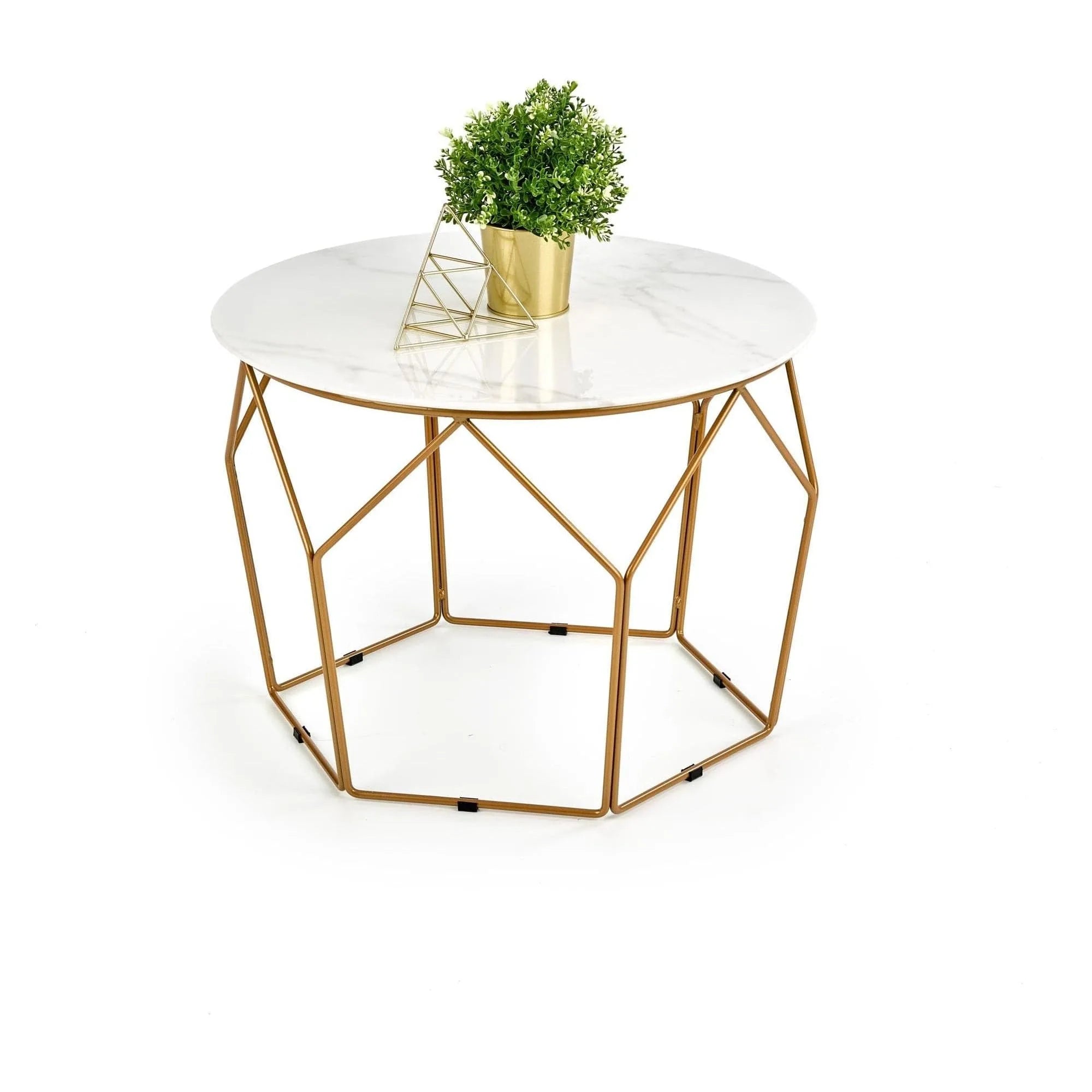 Masuta cafea HOUSTON OCN-37113, alb/auriu