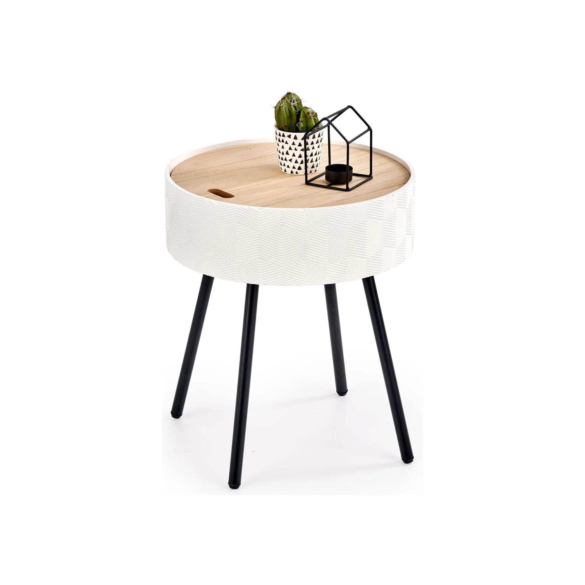 Masuta cafea HOUSTON OCN-37118, stejar alb/alb