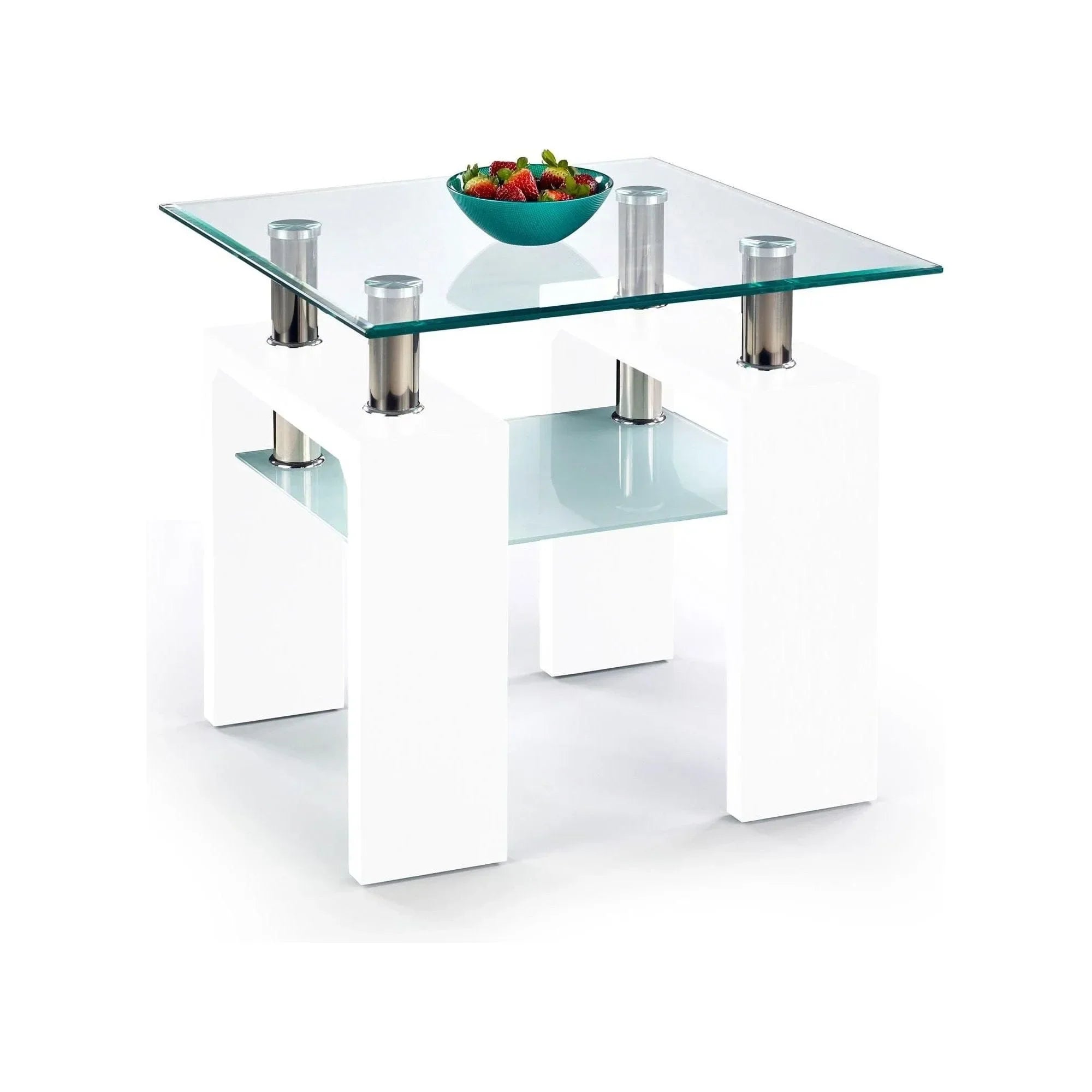 Masuta cafea HOUSTON OCN-37140, transparent/alb