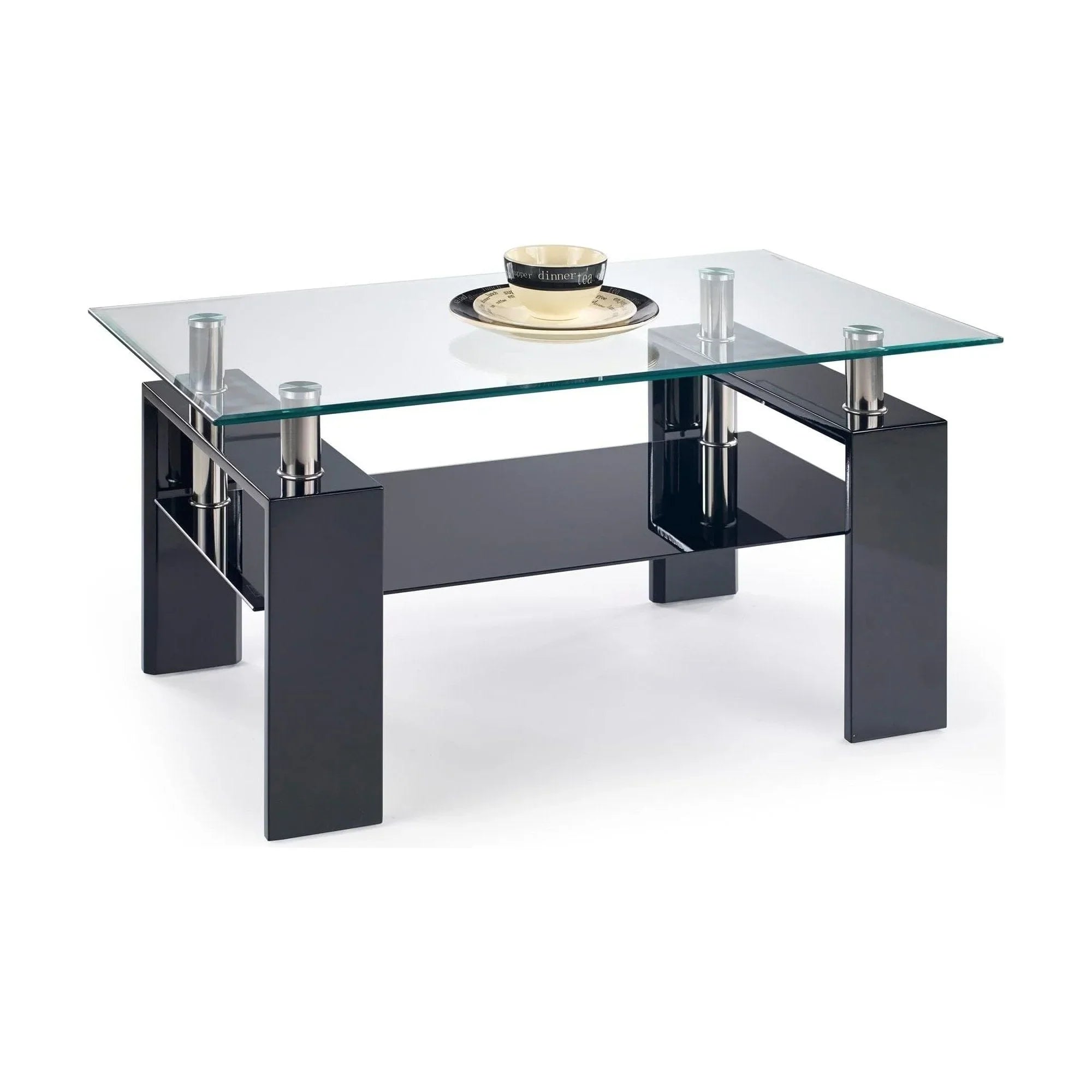 Masuta cafea HOUSTON OCN-37142, transparent/negru