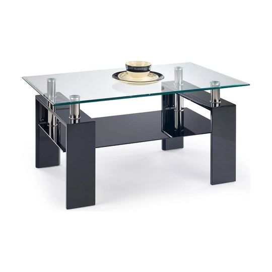 Masuta cafea HOUSTON OCN-37142, transparent/negru