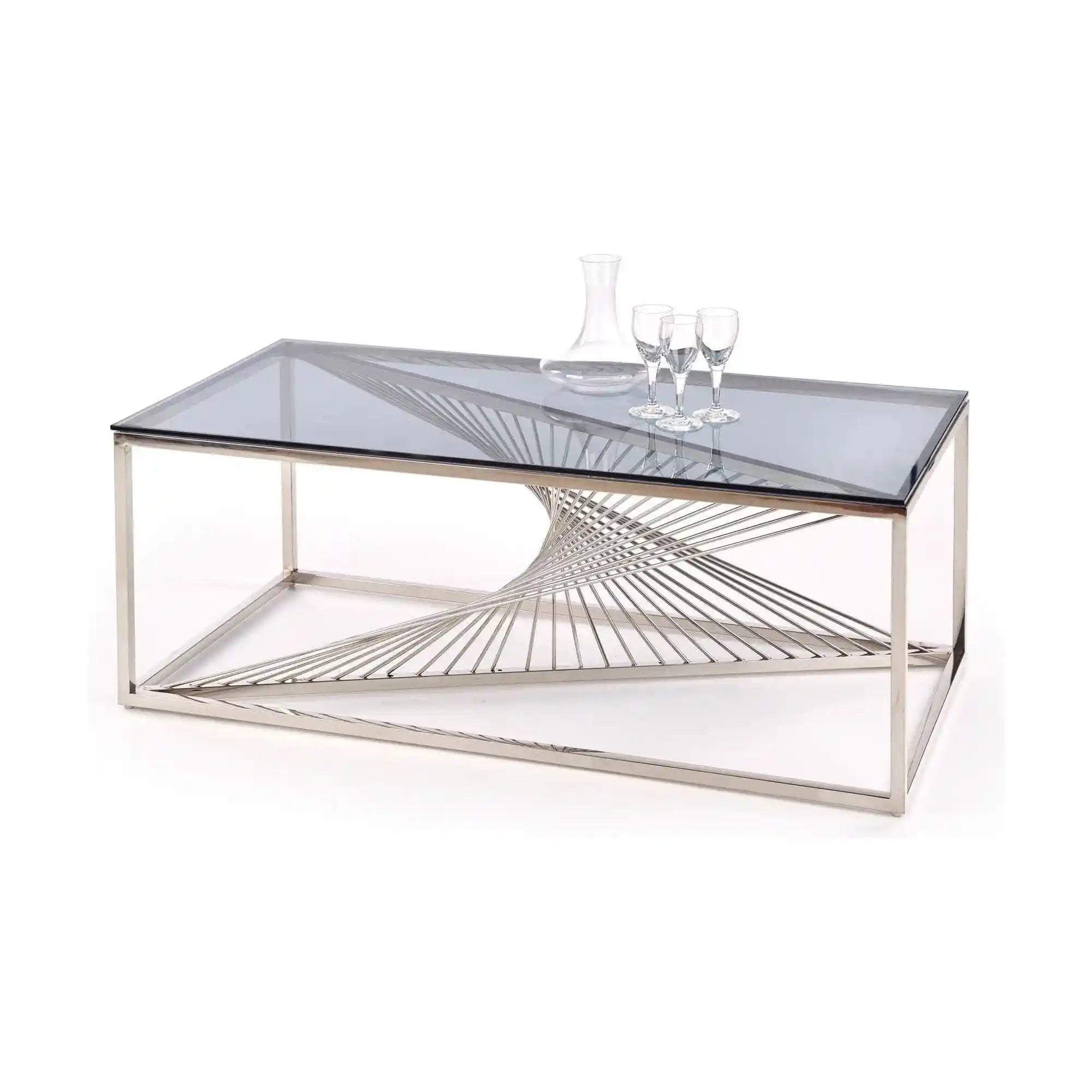 Masuta cafea HOUSTON OCN-37259, transparent/argintiu