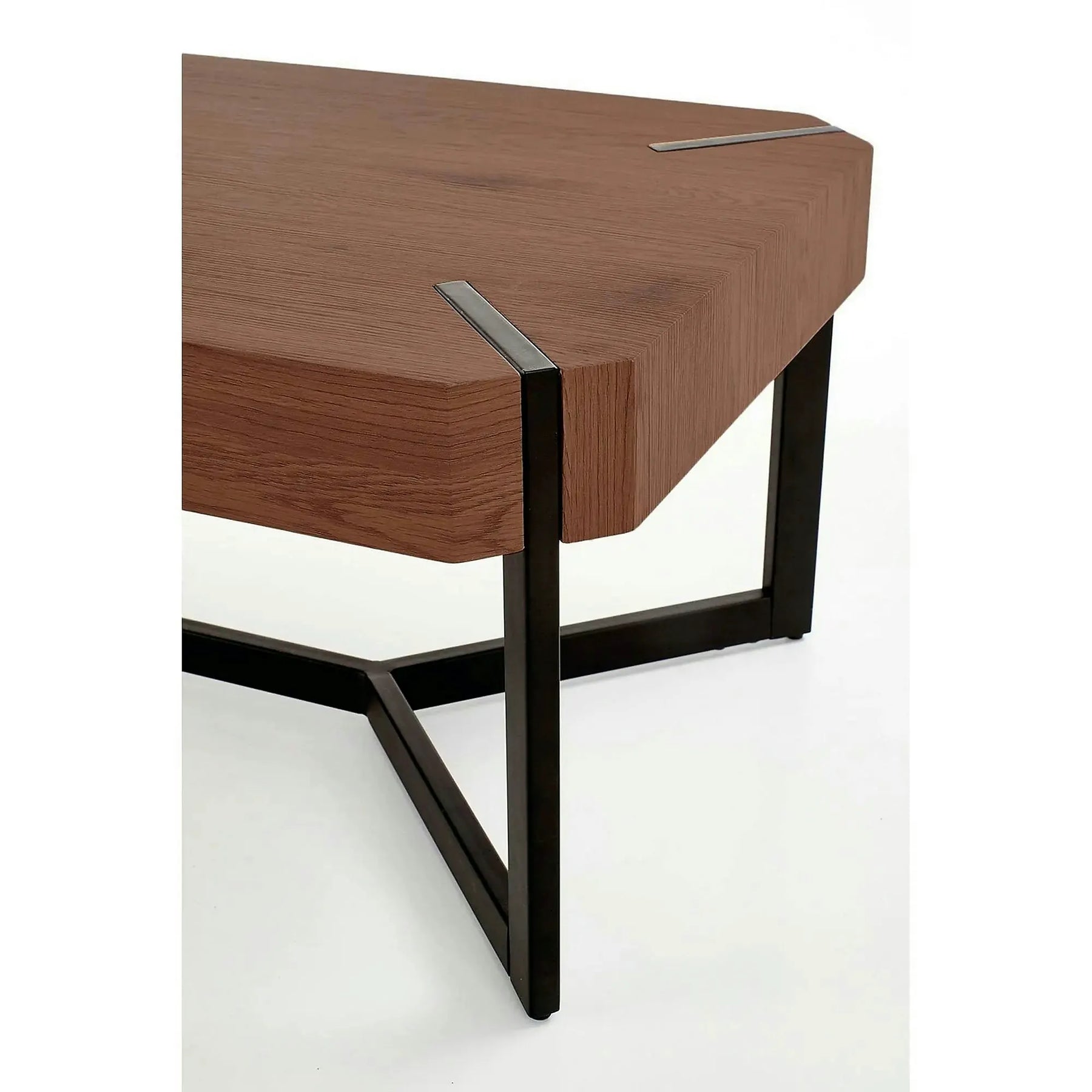 Masuta cafea LAVIDA, MDF laminat/metal, nuc/negru, 110×60×43 cm