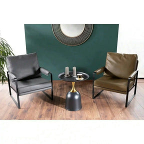 Masuta cafea LIBRA, metal, negru/auriu, 51×51×61 cm