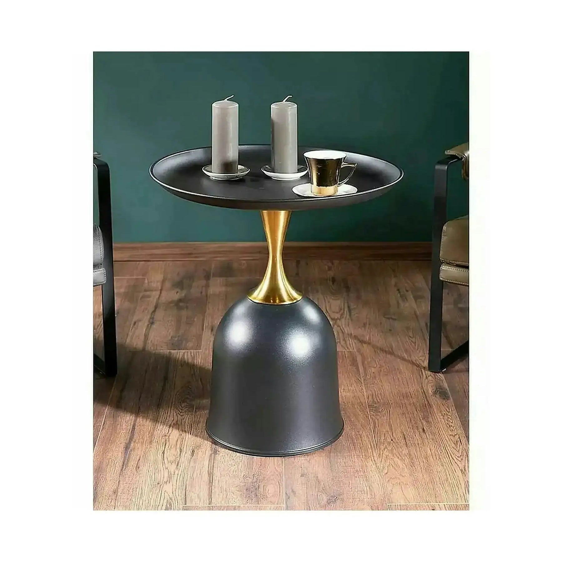 Masuta cafea LIBRA, metal, negru/auriu, 51×51×61 cm
