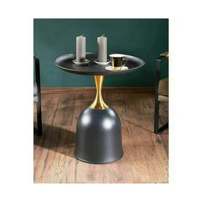 Masuta cafea LIBRA, metal, negru/auriu, 51×51×61 cm