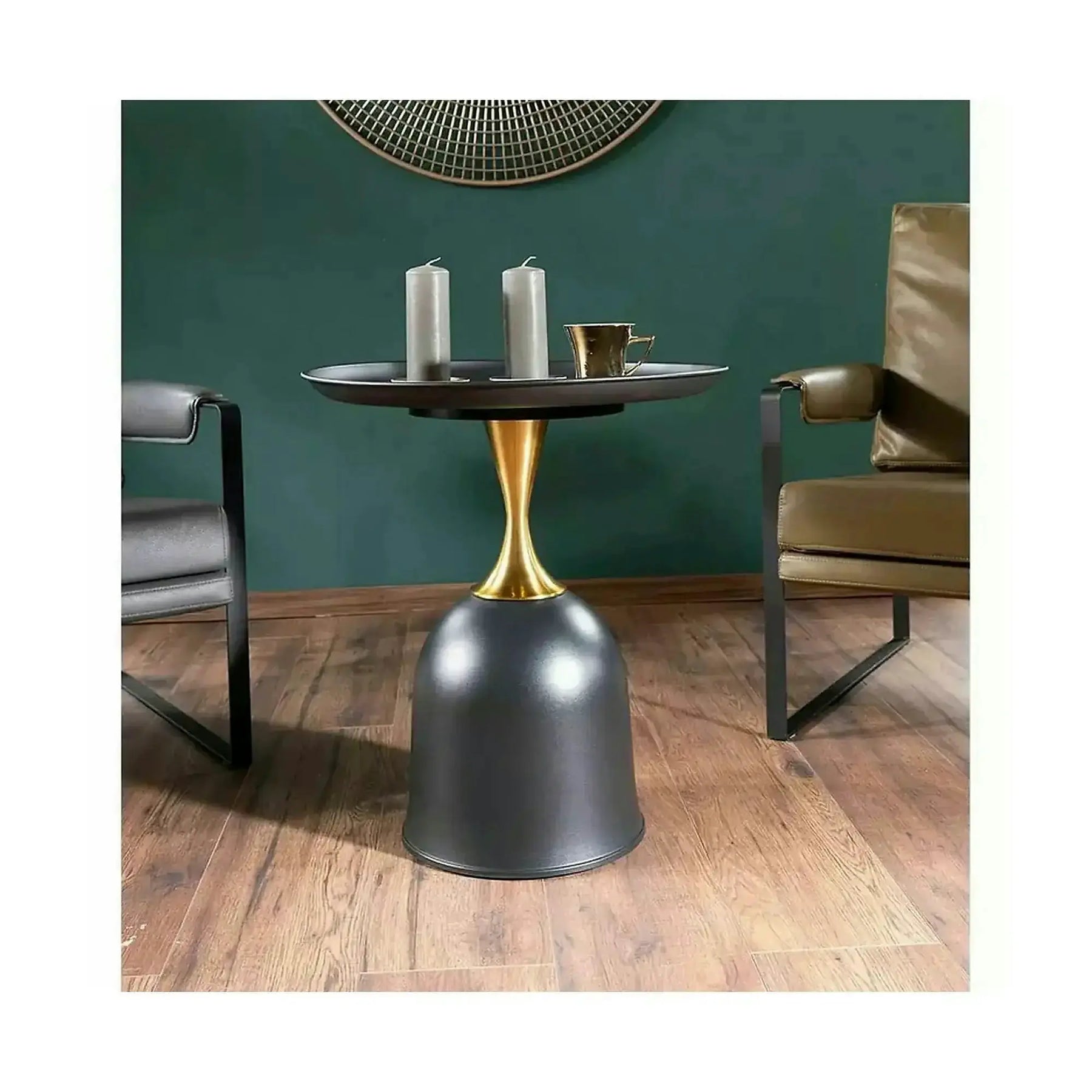 Masuta cafea LIBRA, metal, negru/auriu, 51×51×61 cm