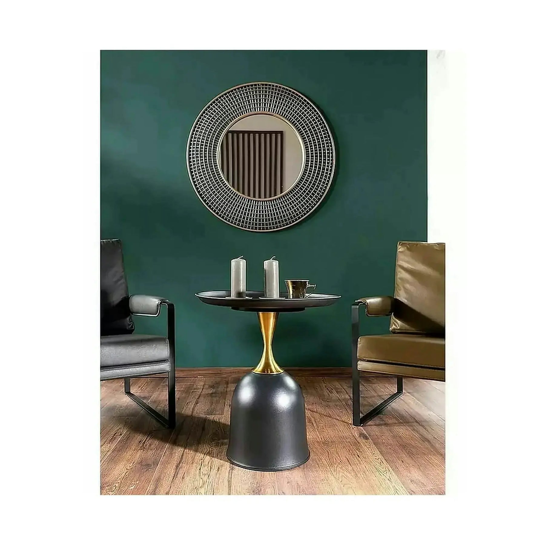 Masuta cafea LIBRA, metal, negru/auriu, 51×51×61 cm