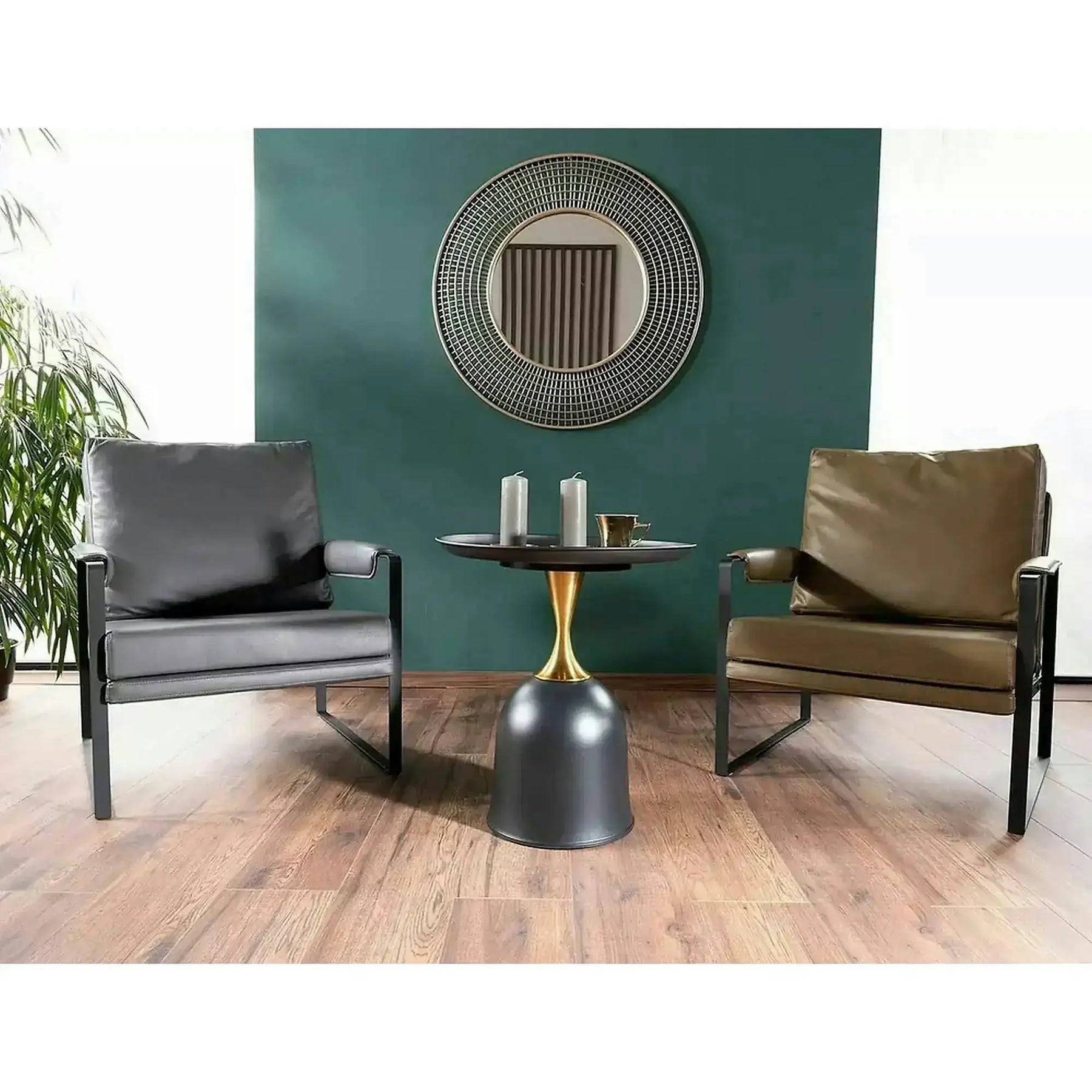 Masuta cafea LIBRA, metal, negru/auriu, 51×51×61 cm