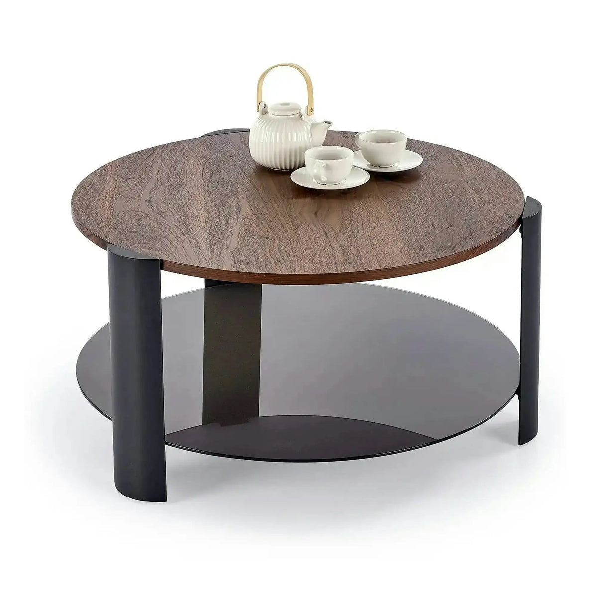 Masuta cafea LIRA, nuc/negru, 80x43 cm